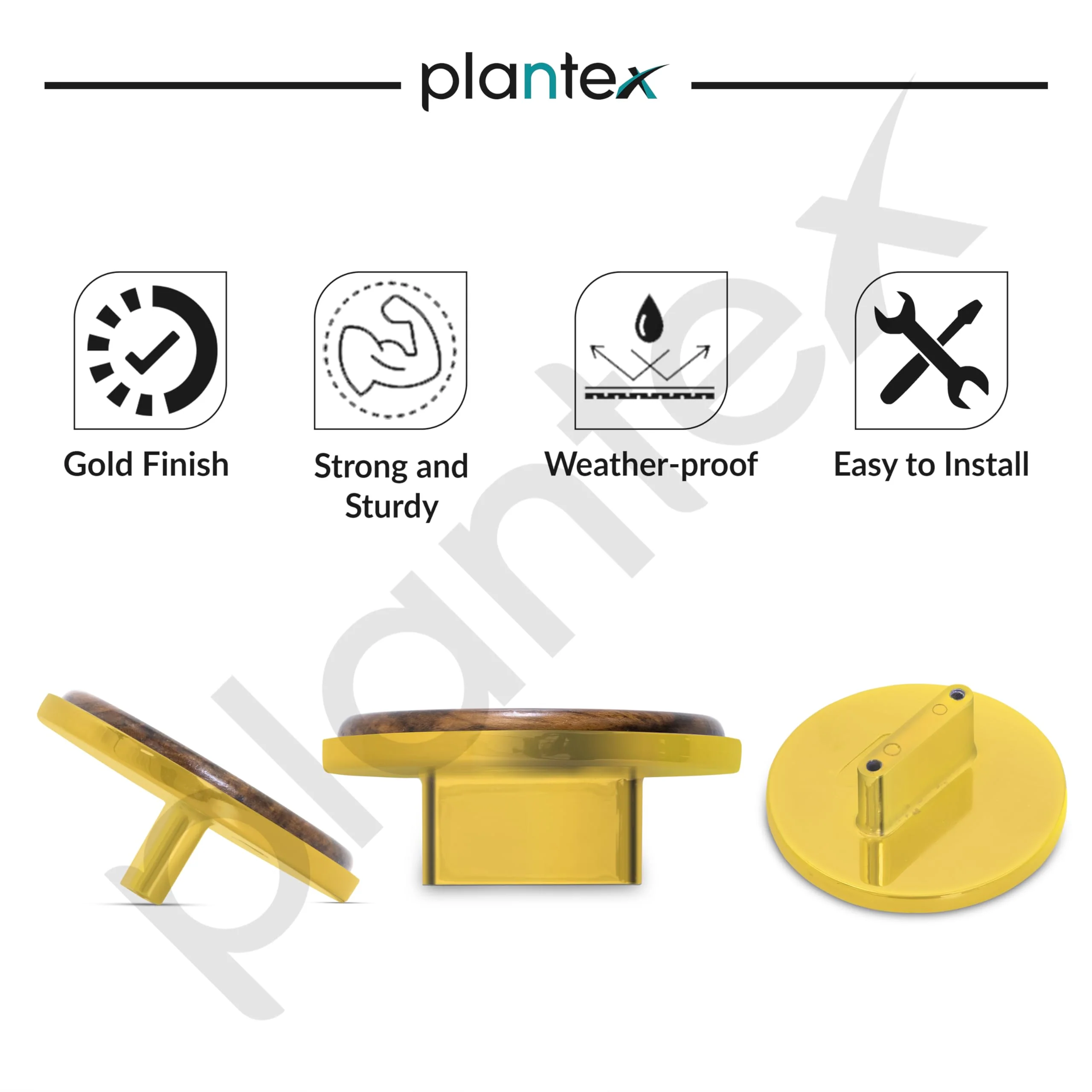 Plantex Knobs for Drawer/Round Drawer Knobs/Knobs for Cabinets/Pull-Push Knobs for Kitchen/Bedroom Drawer - Pack of 1 (Big, Gold & Wood) - Image 5