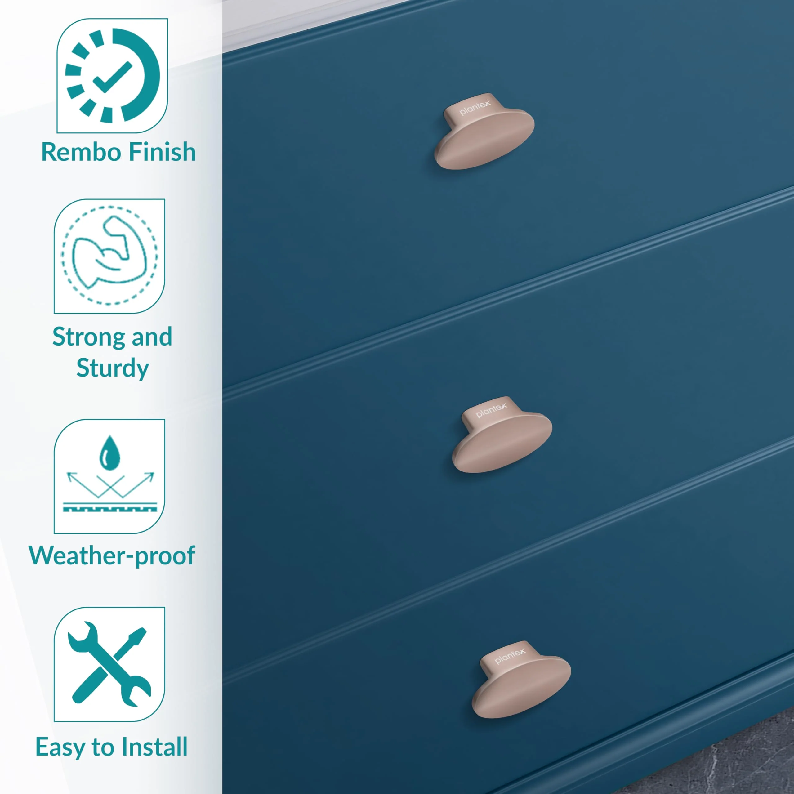 Plantex Knobs for Drawer/Small Drawer Knobs/Knobs for Cabinets/Pull-Push Knobs for Kitchen/Bedroom Drawer - Pack of 1 (Oval, Rembo) - Image 4