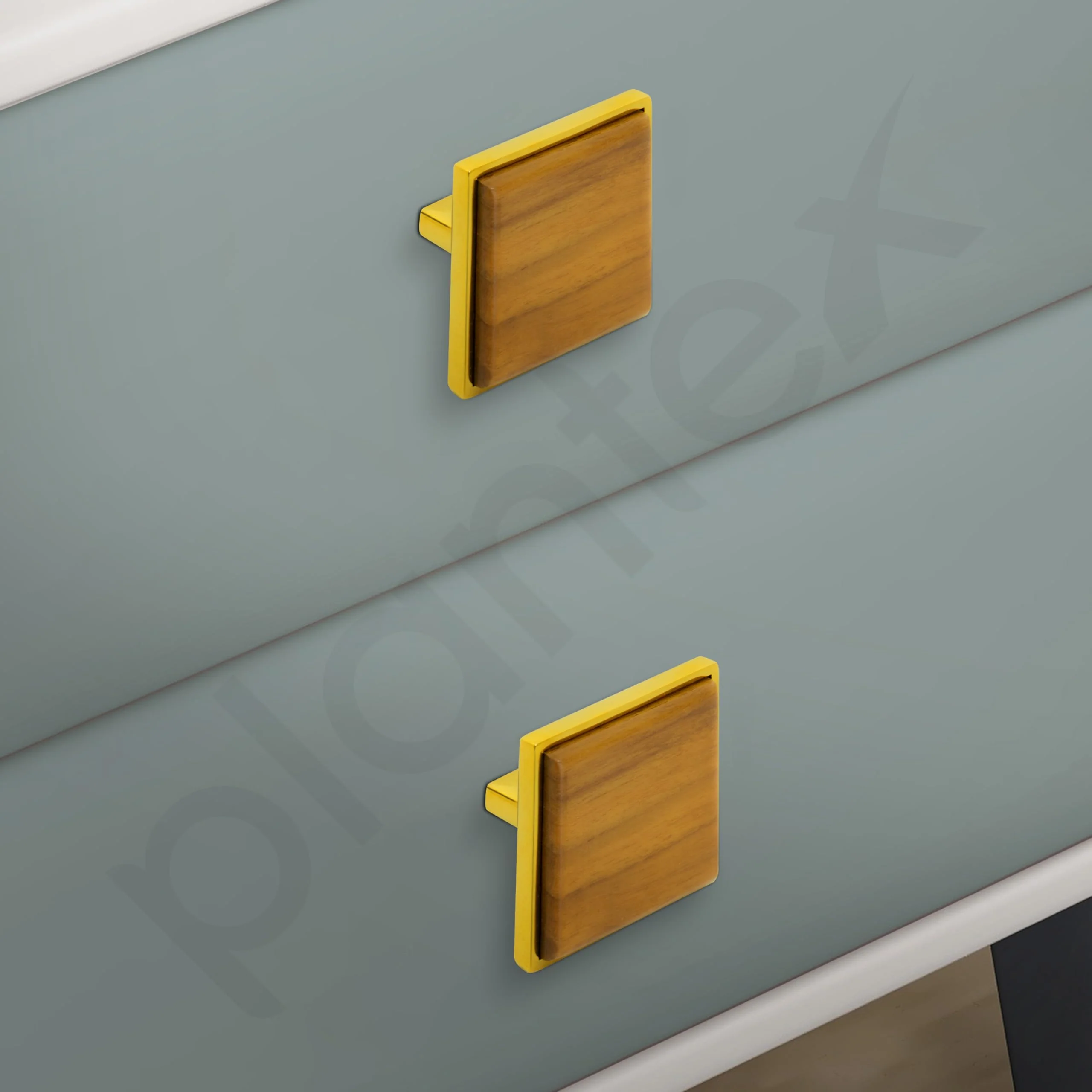 Plantex Knobs for Drawer | Square Drawer Knobs | Knobs for Cabinets | Pull-Push Knobs for Kitchen | Bedroom Drawer - Pack of 1 (Big, Gold & Wood) - Image 6