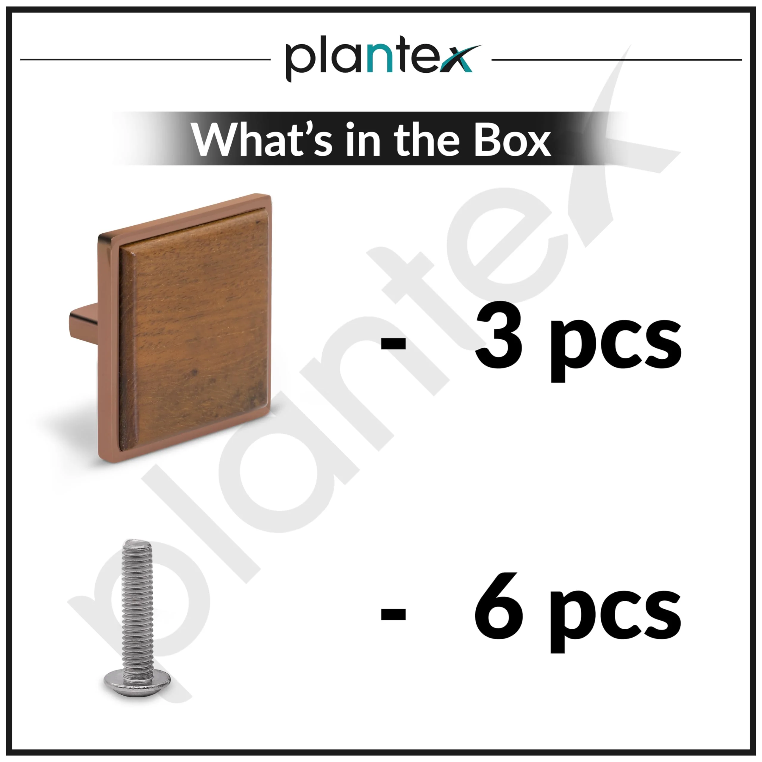 Plantex Knobs for Drawer/Square Drawer Knobs/Knobs for Cabinets/Pull-Push Knobs for Kitchen/Bedroom Drawer - Pack of 3 (Big, Rose Gold & Wood) - Image 5