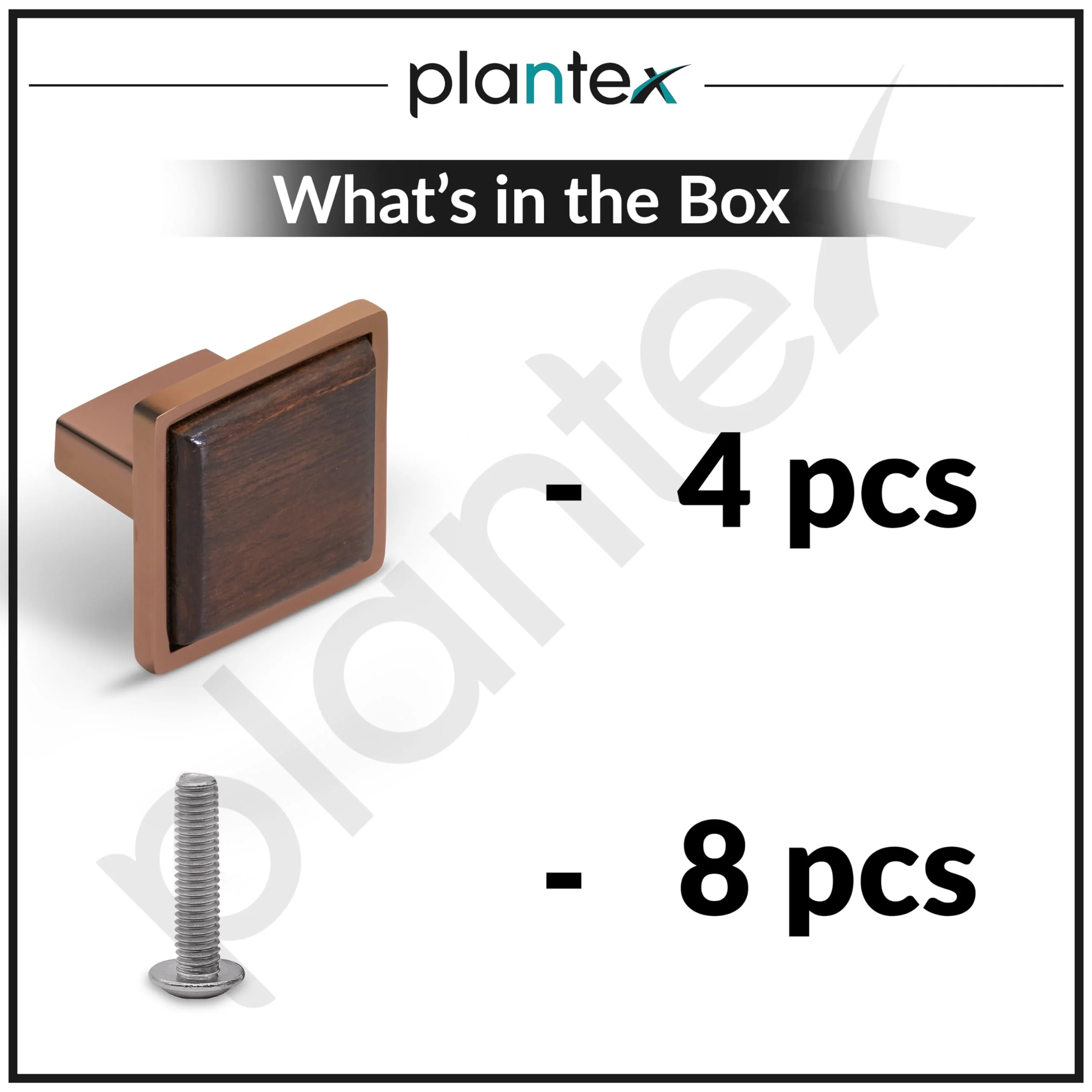 Plantex Knobs for Drawer | Square Drawer Knobs | Pull-Push Knobs for Kitchen,Cabinet & Wardrobe- Pack of 4 (Rose Gold & Wood) - Image 5