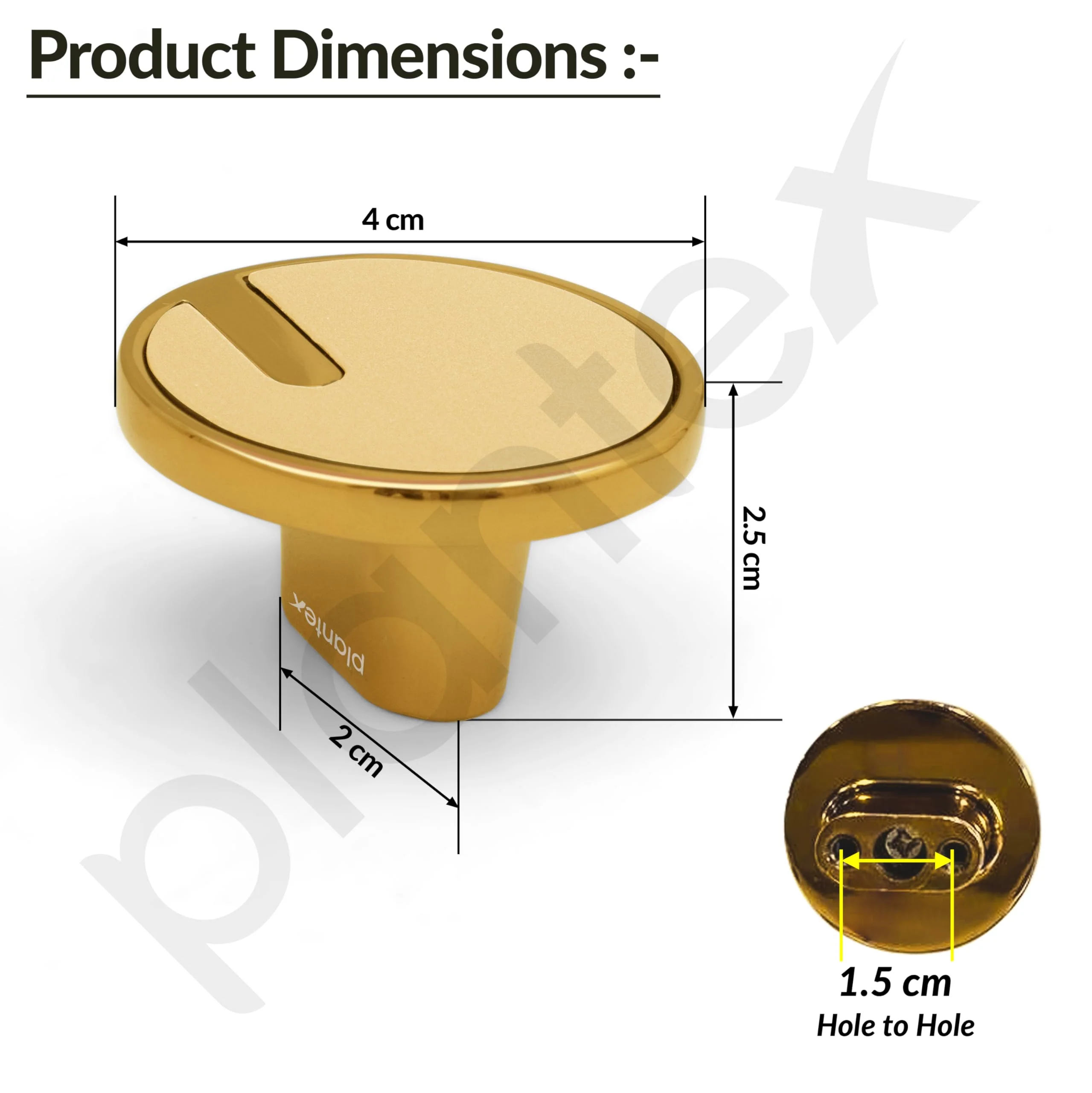 Plantex Knobs for Drawers/Drawer Knobs/Round Knob for Cabinets/Pull-Push Knob for Kitchen/Bedroom/Drawer - Pack of 1 (SH-433, Gold & Gold Matt) - Image 2