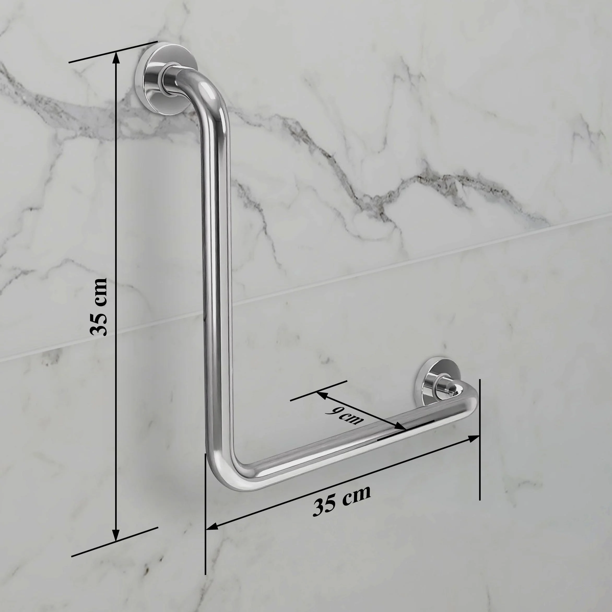 Plantex L-Shape Bathroom Handle for Senior Citizen/Grab Bar for Toilet/Support for Elderly People - Stainless Steel, Pack of 1 (Chrome) - Image 5