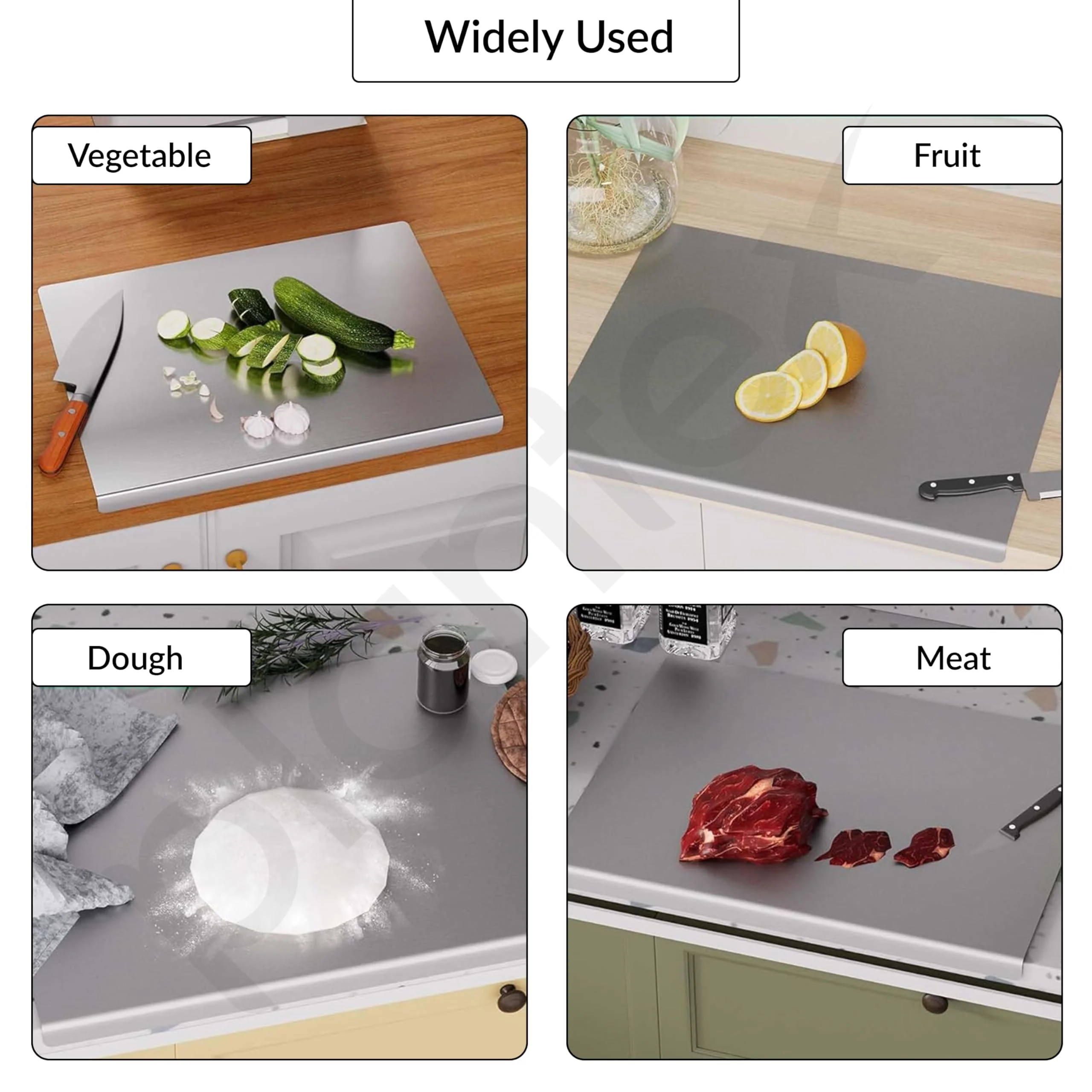Plantex L-Shape Chopper Board/Stainless Steel Chopping Board for Kitchen Use/Vegetable Cutting Board with Scratch-Proof, Anti-Bacterial, Non-Slip Design (Size- 35.5 X 23 cm) - Image 6