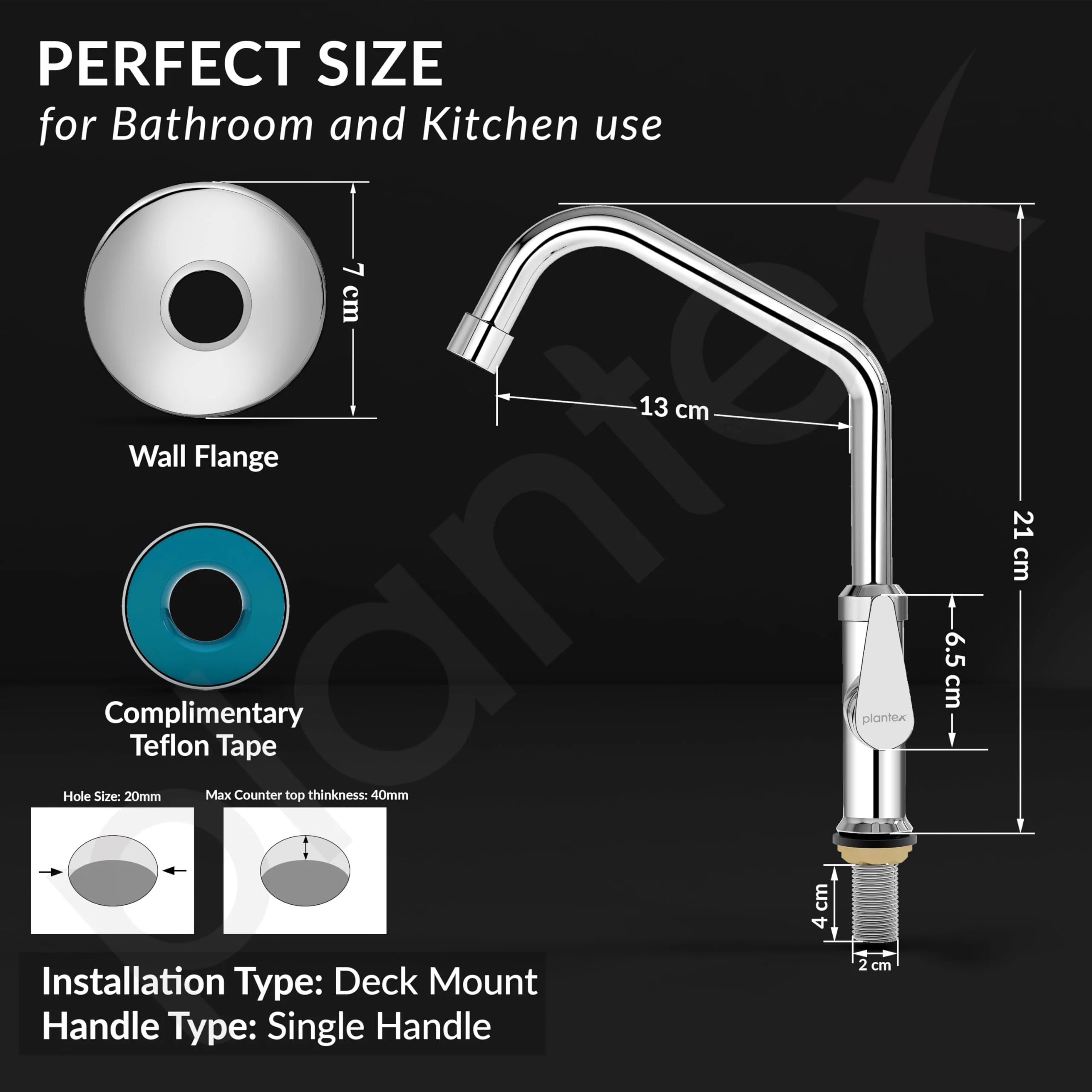 Plantex LEA-712 Pure Brass Kitchen Sink Tap with 360° Swivel Spout for Kitchen Tape with Water Saving Aerator with Teflon Tape-7 Year Warranty by Plantex (Chrome) - Image 4