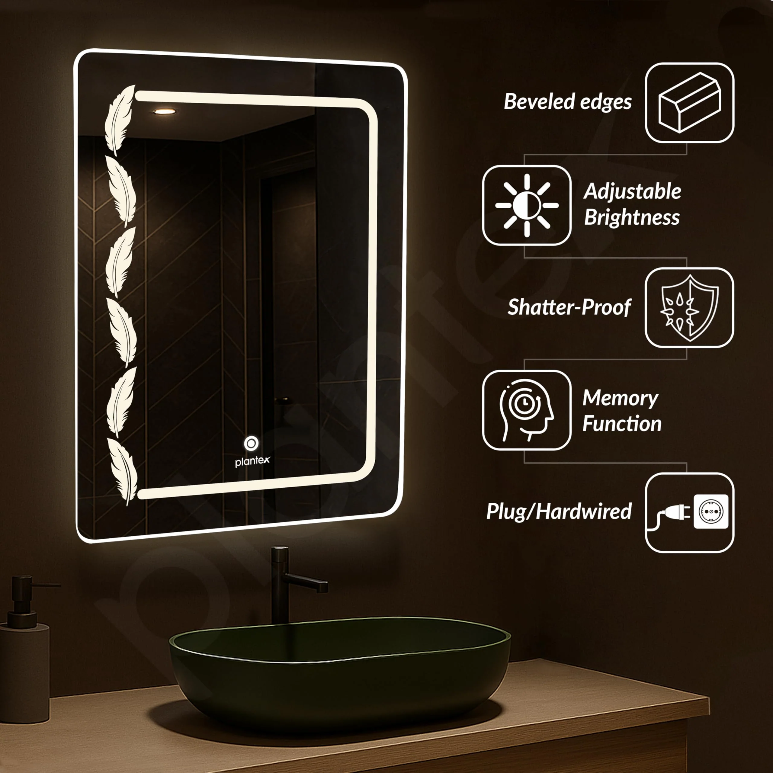 Plantex LED Bathroom Mirror with 3 Tone/Designer Mirror for Living Room/Bedroom/Dressing Room - Rectangle Shape (18 X 24 Inch) - Image 2
