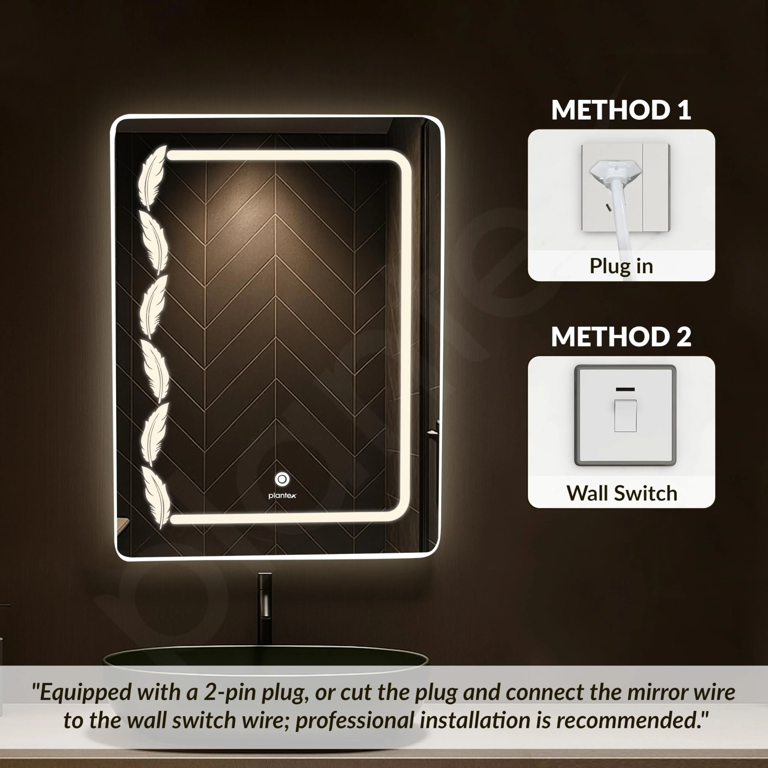 Plantex LED Bathroom Mirror with 3 Tone/Designer Mirror for Living Room/Bedroom/Dressing Room - Rectangle Shape (18 X 24 Inch) - Image 6