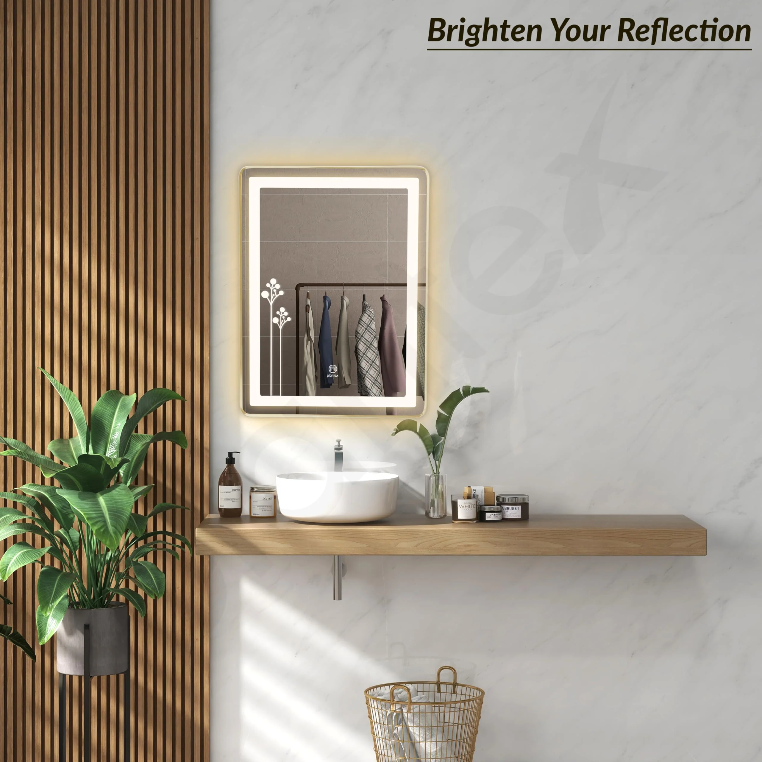 Plantex LED Bathroom Mirror with 3 Tone/Designer Mirror for Living Room/Bedroom/Dressing Room - Rectangle Shape (HM-005, 18 X 24 Inch) - Image 5
