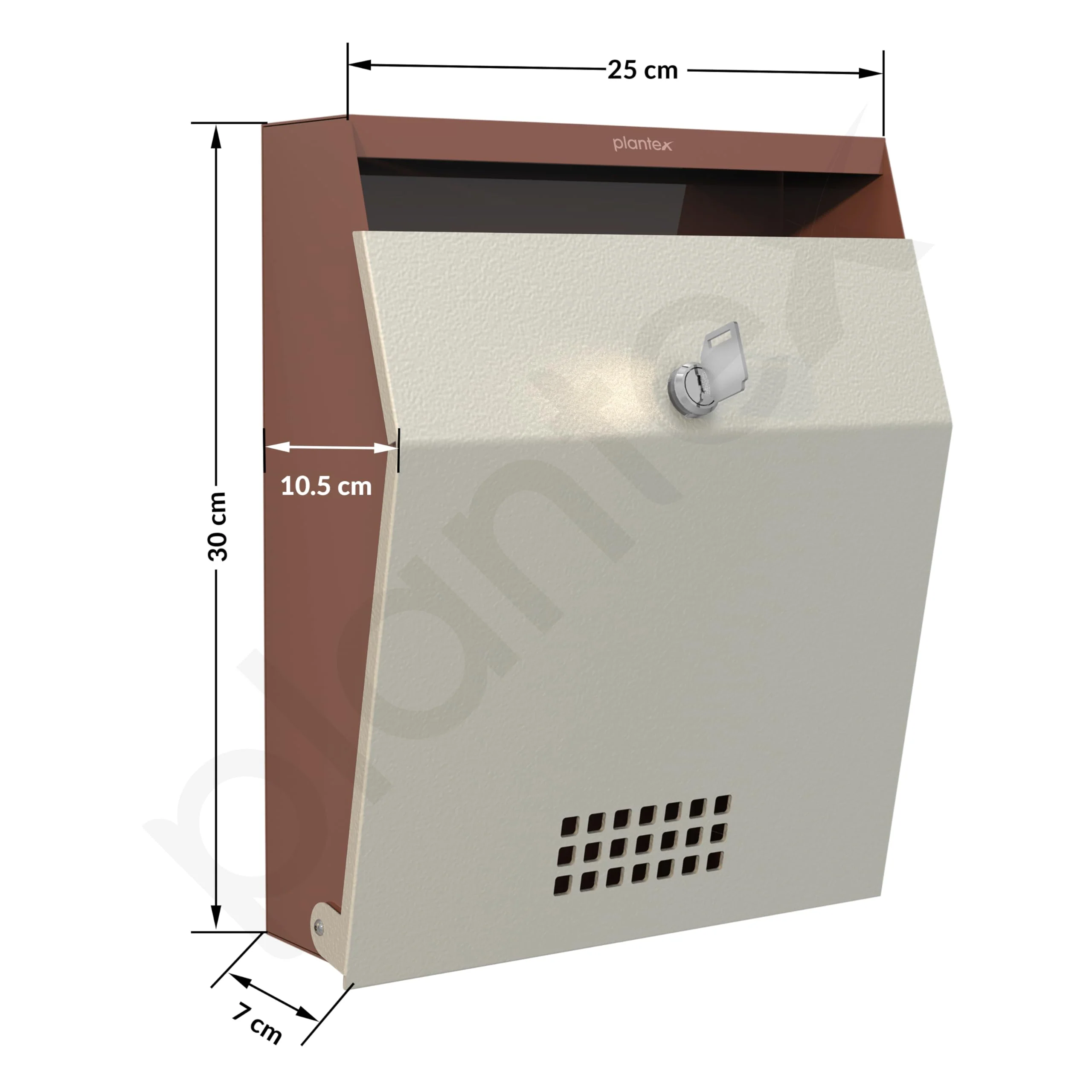 Plantex Letter Box/Suggestion Box with Key Lock/Post Box for Gate Home/Office/Complaint Box/Wall Mounted Mail Box - GI Steel (Orchid & Ivory) - Image 3