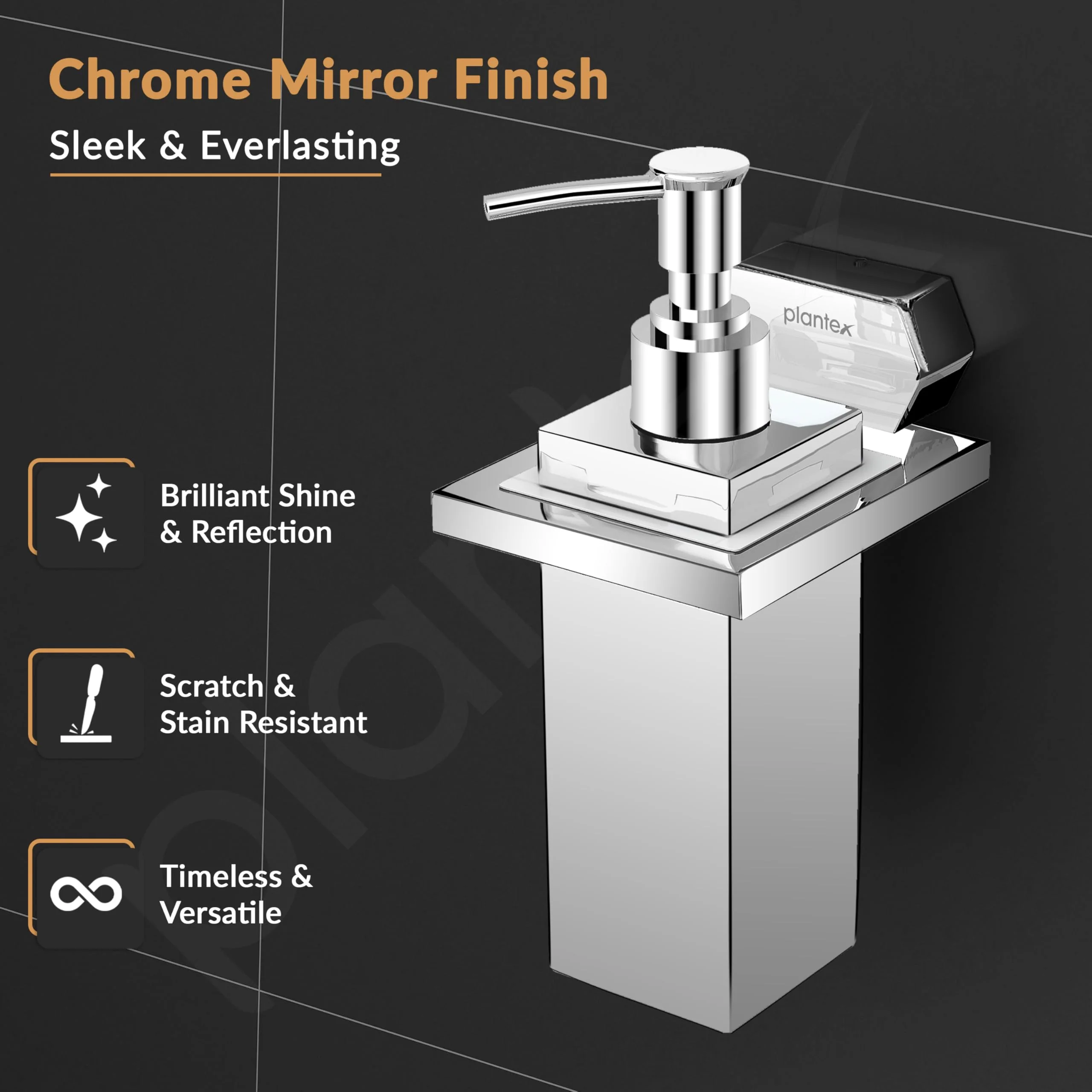 Plantex Liquid Soap Dispenser for Bathroom/304 Grade Stainless Steel Shampoo Dispenser/Handwash Dispenser/Bathroom Accessories - Pack of 1 (Delta - 2810, Chrome) - Image 3