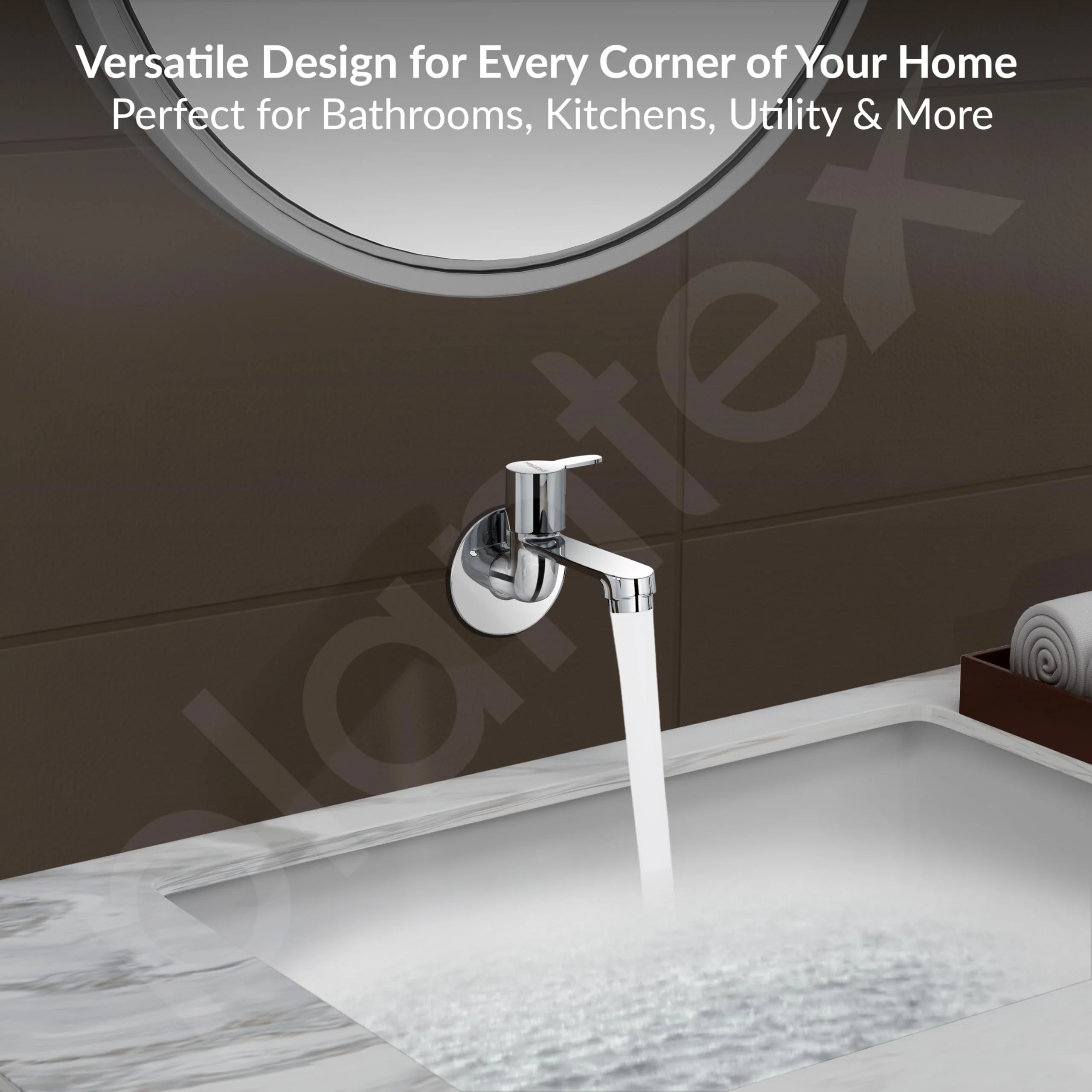 Plantex Long Body Bib Cock for Bathroom with Water Saving Aerator/Wall Mount Bib Tap with Wall Flange and Teflon Tape for Bathroom-7 Year Warranty (FLO-802-Chrome) - Image 6