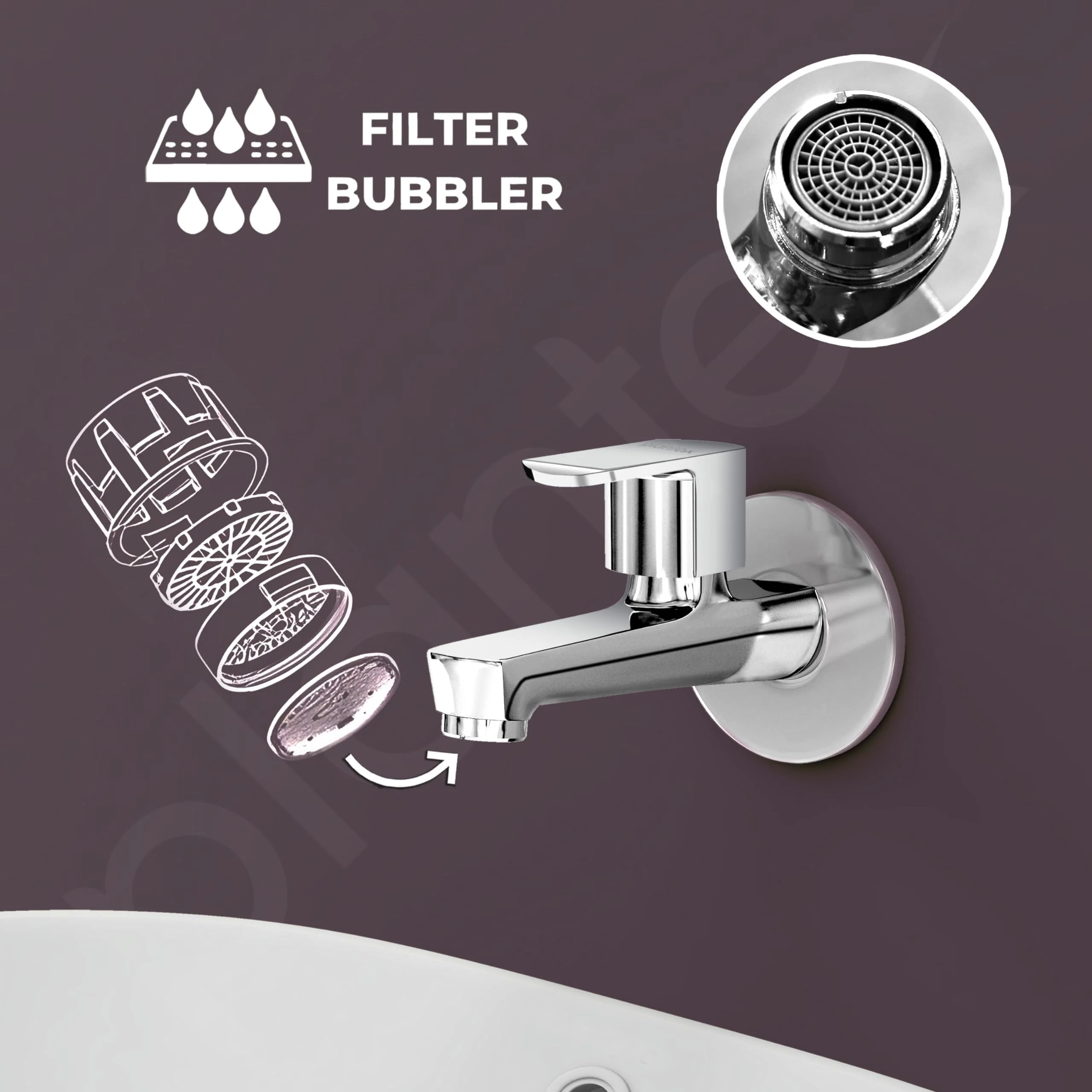 Plantex Long Body Bib Cock for Bathroom with Water Saving Aerator/Wall Mount Bib Tap with Wall Flange and Teflon Tape for Bathroom(Kromo-Chrome) - Image 3