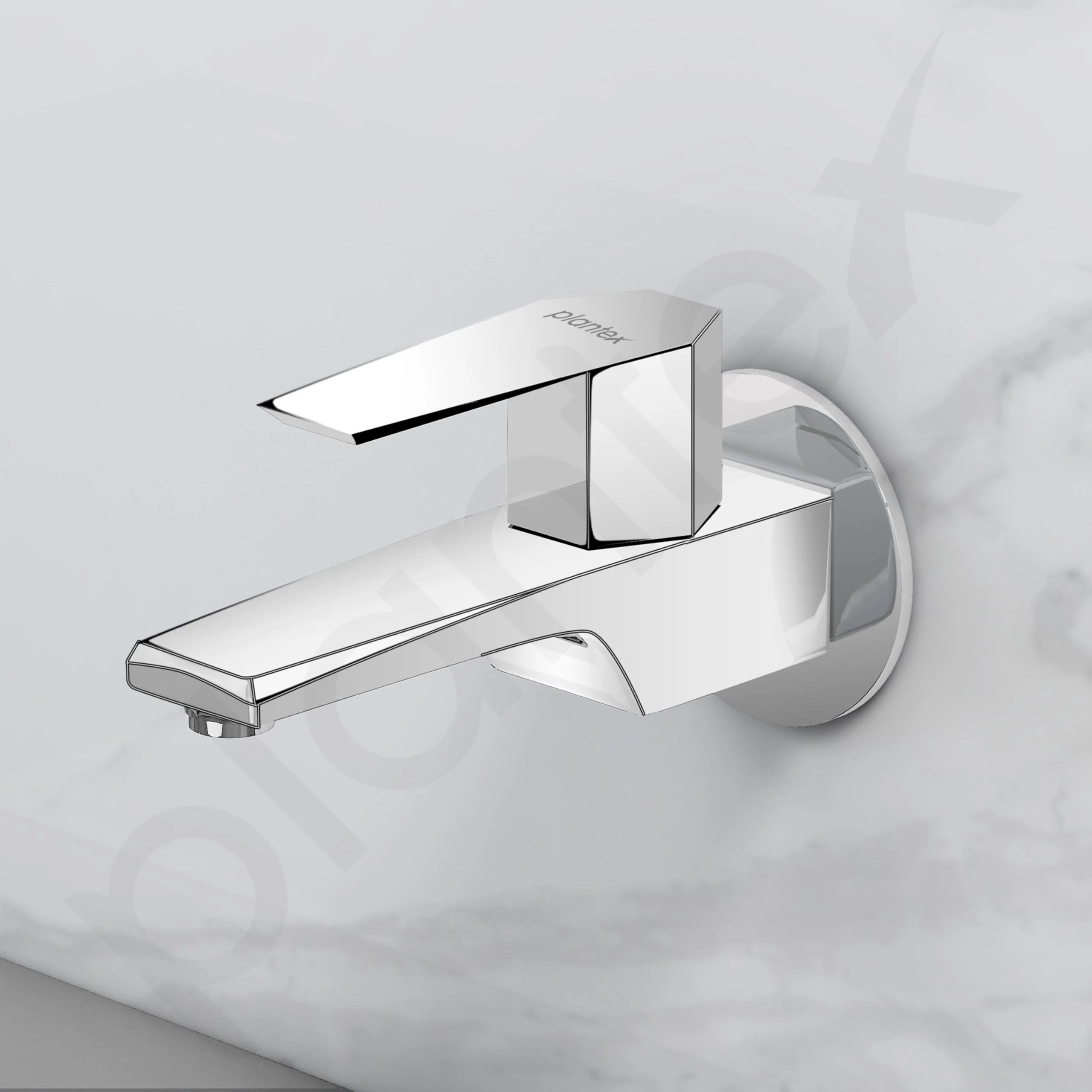Plantex Long Body Bib Tap for Bathroom with Water Saving Aerator/Taps for Bathroom/Wall Mount Wash Basin Tap with Teflon Tape and Wall Flange (Celesiya-1242-Chrome) - Image 7