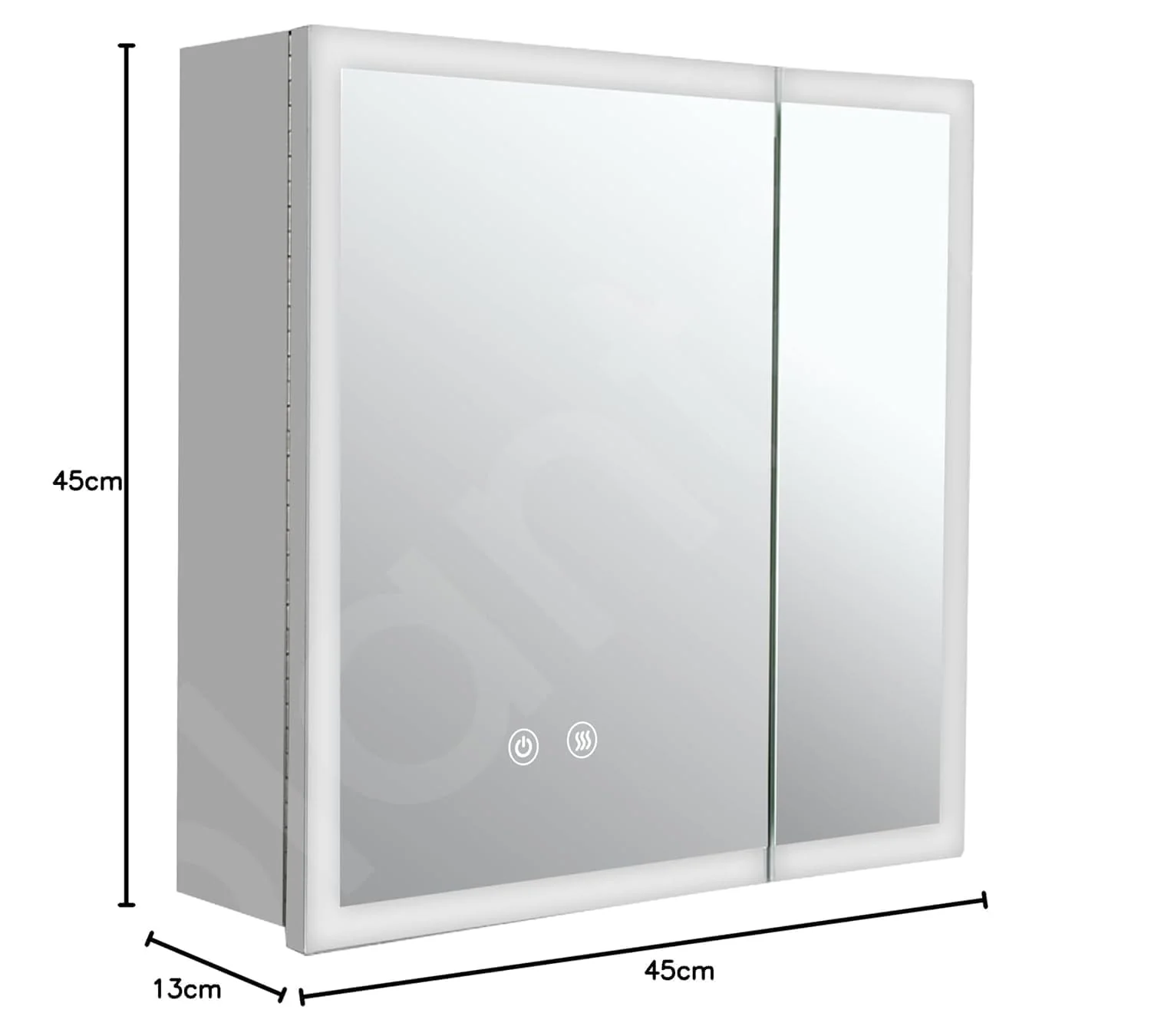 Plantex Luxury LED Mirror Cabinet for Bathroom/304 Grade Stainless Steel Bathroom Cabinet/with Double Door Bathroom Box (18x18 Inch-LED & Defogger/Chrome/Double Door) - Image 3
