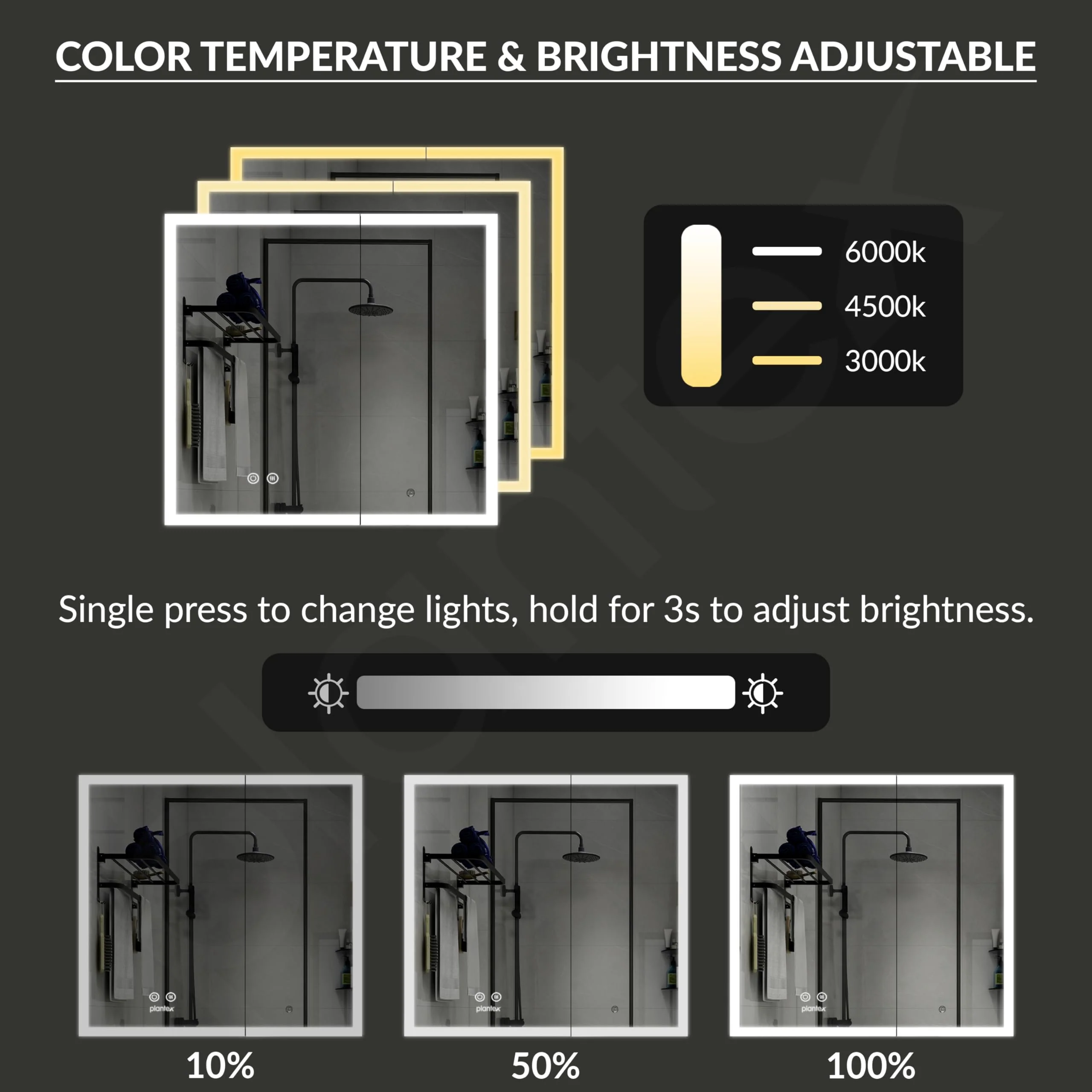 Plantex Luxury LED Mirror Cabinet for Bathroom/304 Grade Stainless Steel Bathroom Cabinet/with Double Door Bathroom Box (18x18 Inch-LED & Defogger/Chrome/Double Door) - Image 4