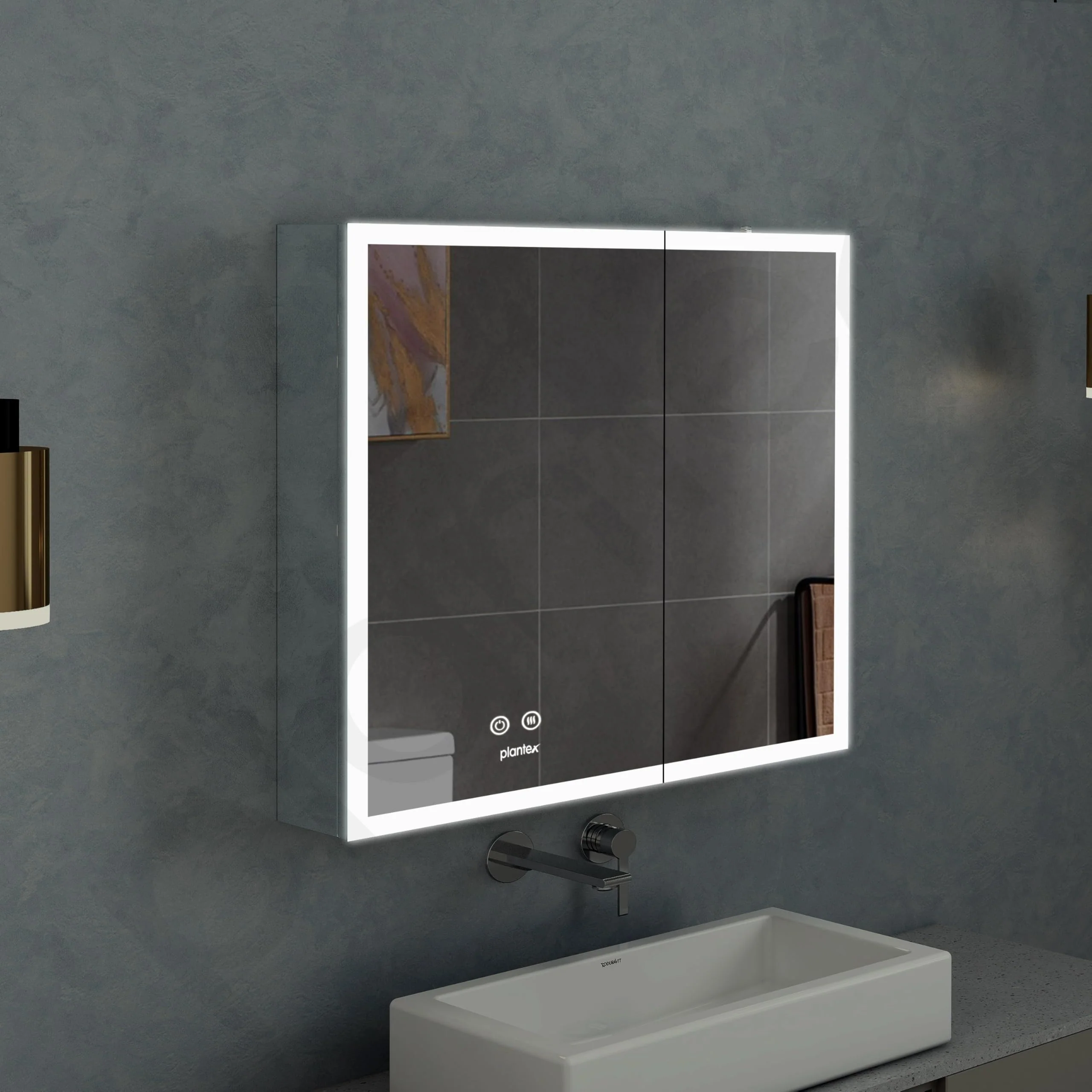 Plantex Luxury LED Mirror Cabinet for Bathroom/304 Grade Stainless Steel Bathroom Cabinet/with Double Door Bathroom Box (18x18 Inch-LED & Defogger/Chrome/Double Door) - Image 7