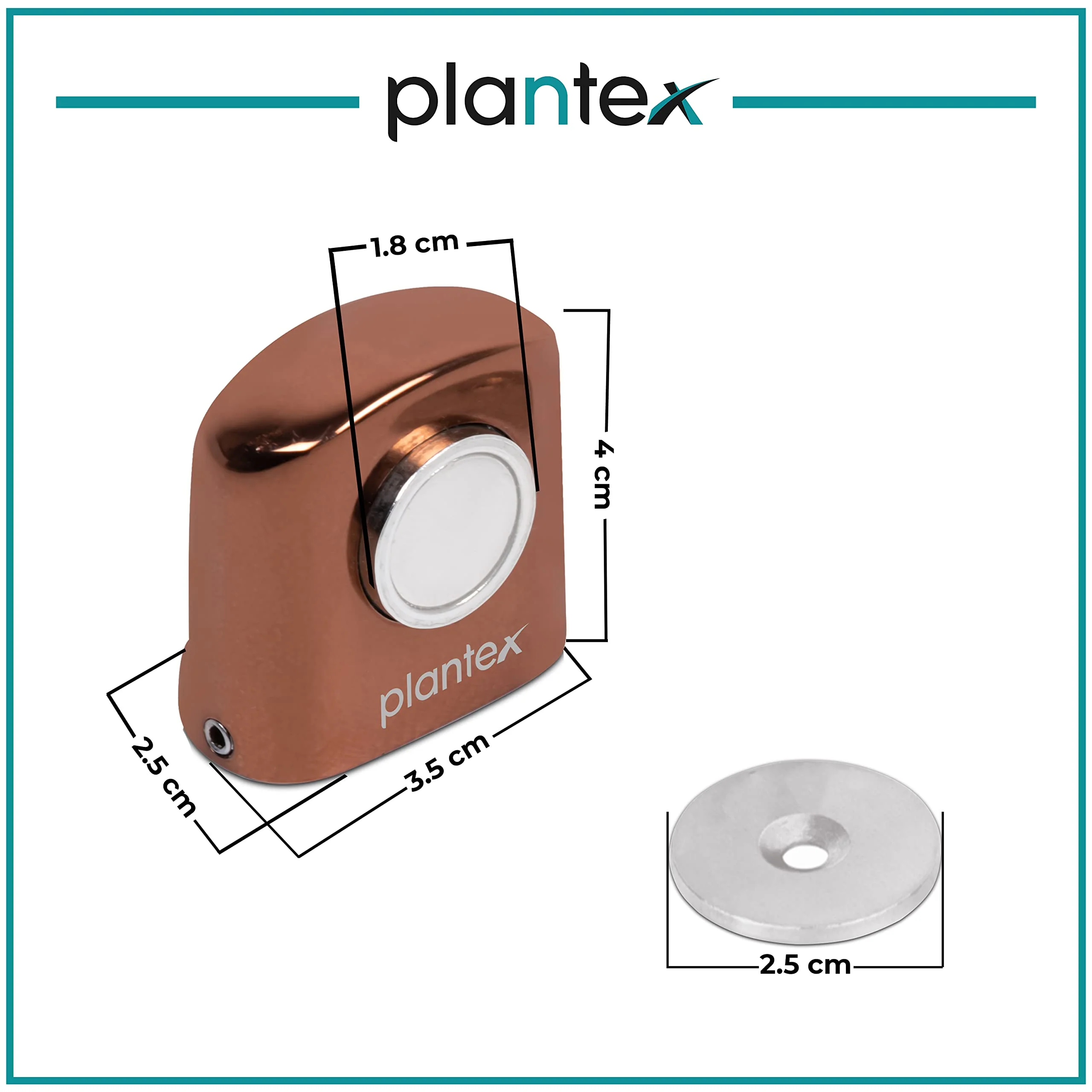 Plantex Heavy Duty Door Magnet Stopper/Door Catch Holder for Home/Office/Hotel, Floor Mounted Soft-Catcher to Hold Wooden/Glass/PVC Door - Pack of 1 (193 - Rose Gold) - Image 3
