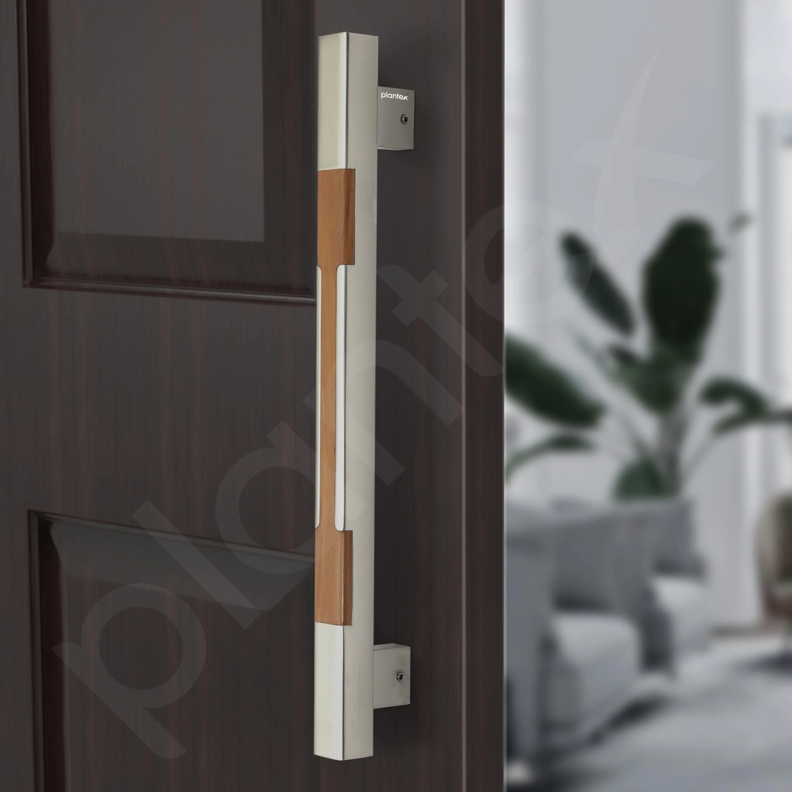 Plantex Main Door Handle/15 Inch Main Door Handle/Glass Door Handle/Wooden Door Handle/Pull-Push Door Handle/Door Accessories - Pack of 1 (S-605-Satin and Wood) - 3 Years Warranty - Image 7