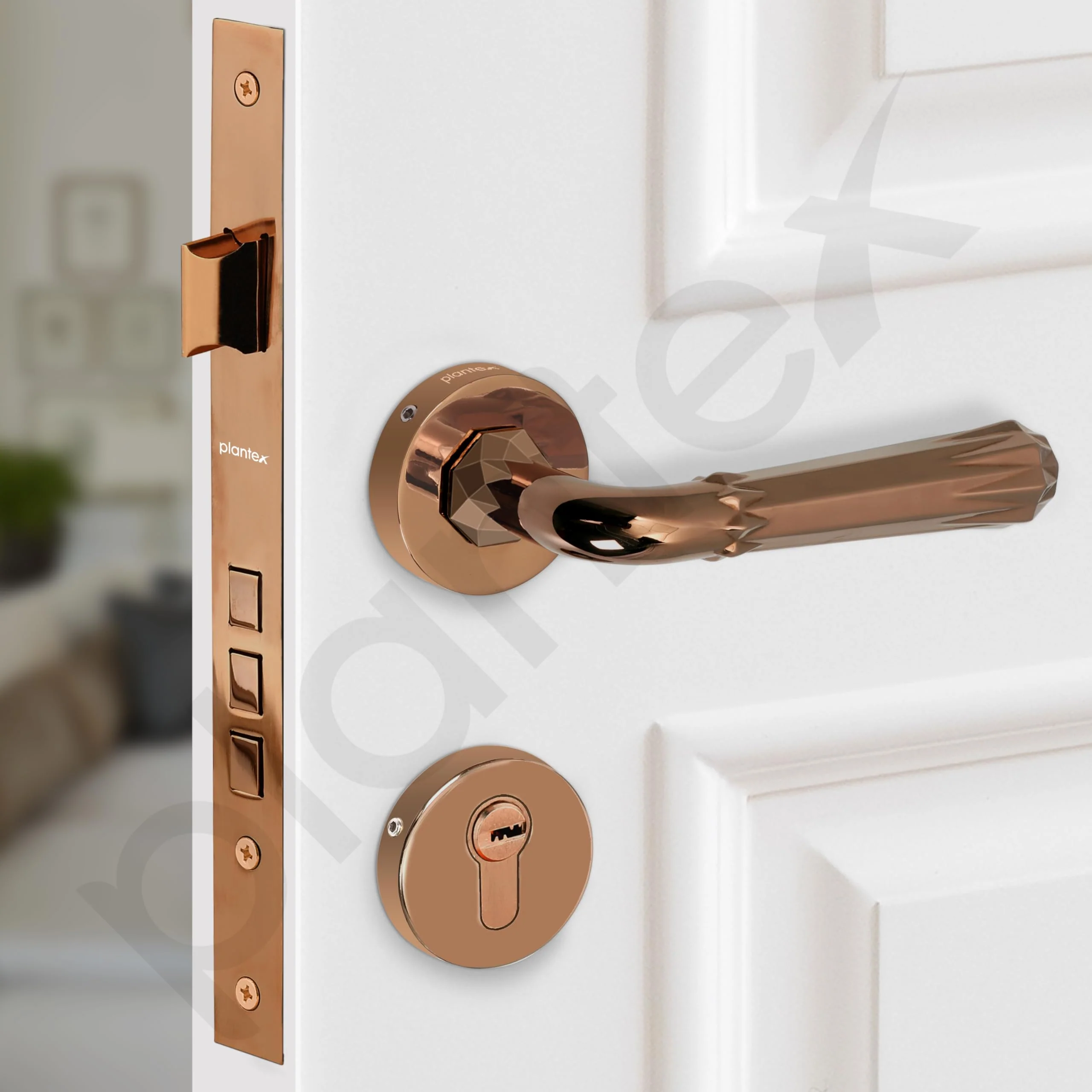 Plantex Main Door Lock/Mortise Lock for Door with 3 Years of Warranty - Robust Door Lock for Home with Brass Lock Body & Cylinder (7117 - PVD Choco) - Image 6