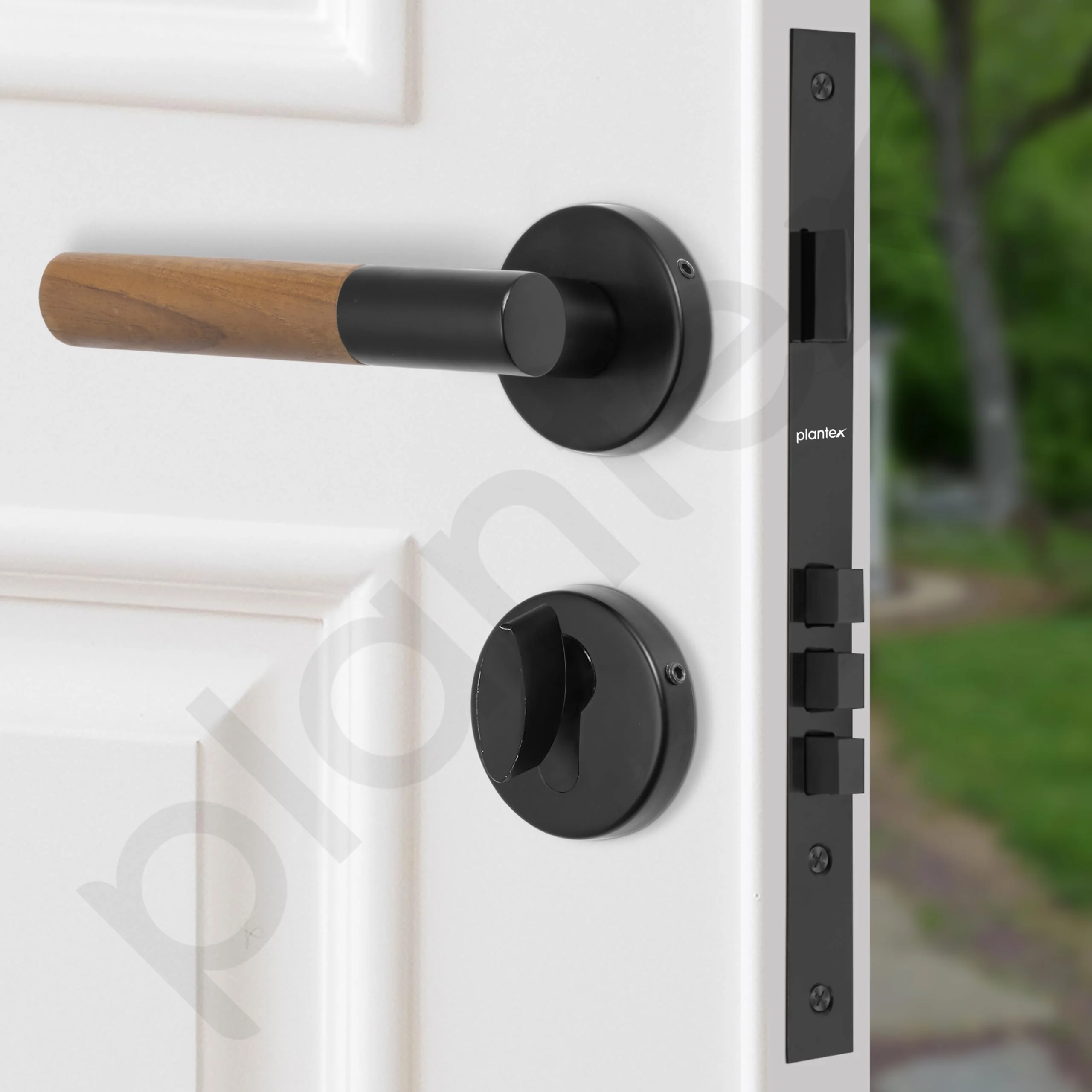 Plantex Main Door Lock/Mortise Lock for Door with 3 Years of Warranty - Robust Door Lock for Home with Brass Lock Body & Cylinder (Black & Wood Finish) - Image 3