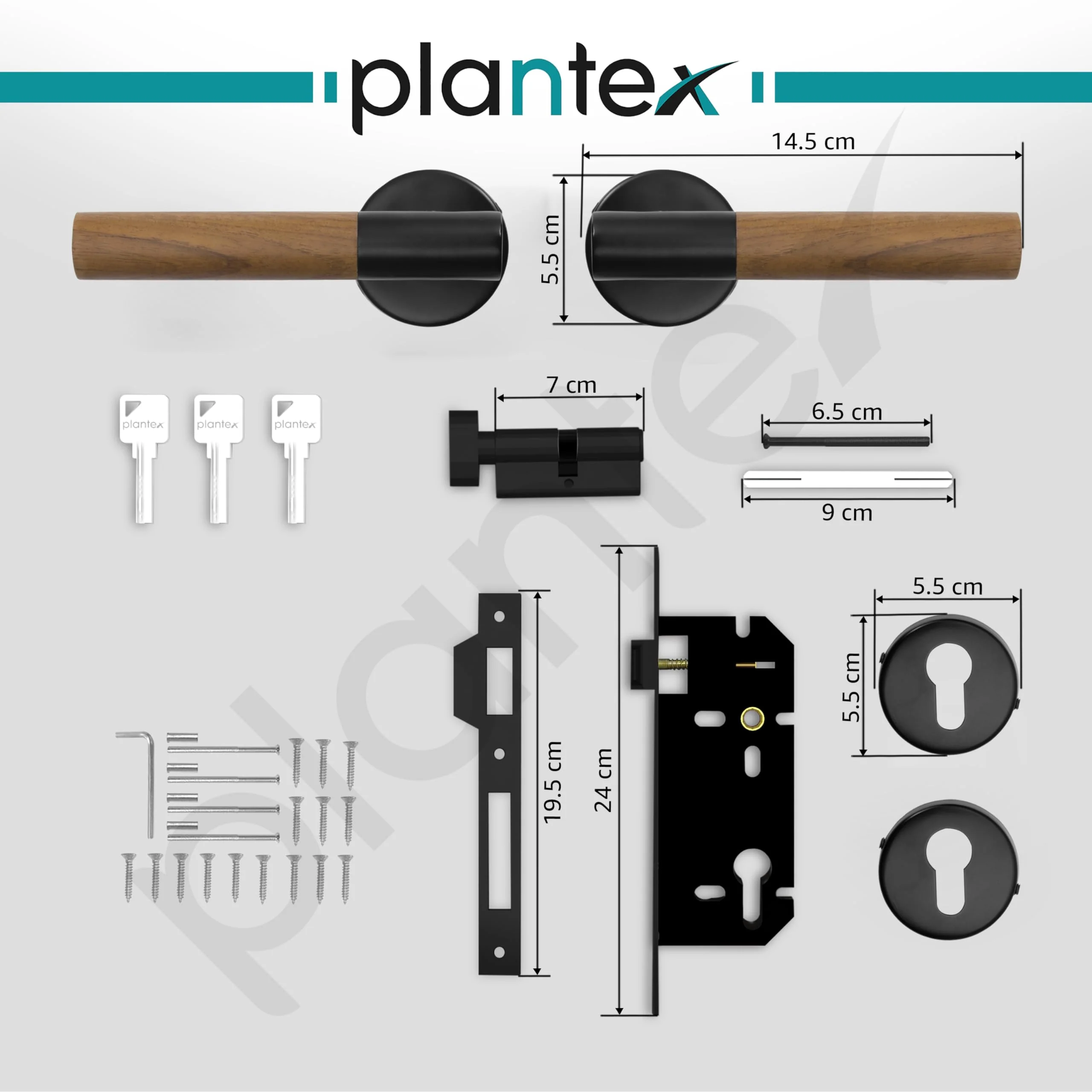 Plantex Main Door Lock/Mortise Lock for Door with 3 Years of Warranty - Robust Door Lock for Home with Brass Lock Body & Cylinder (Black & Wood Finish) - Image 4