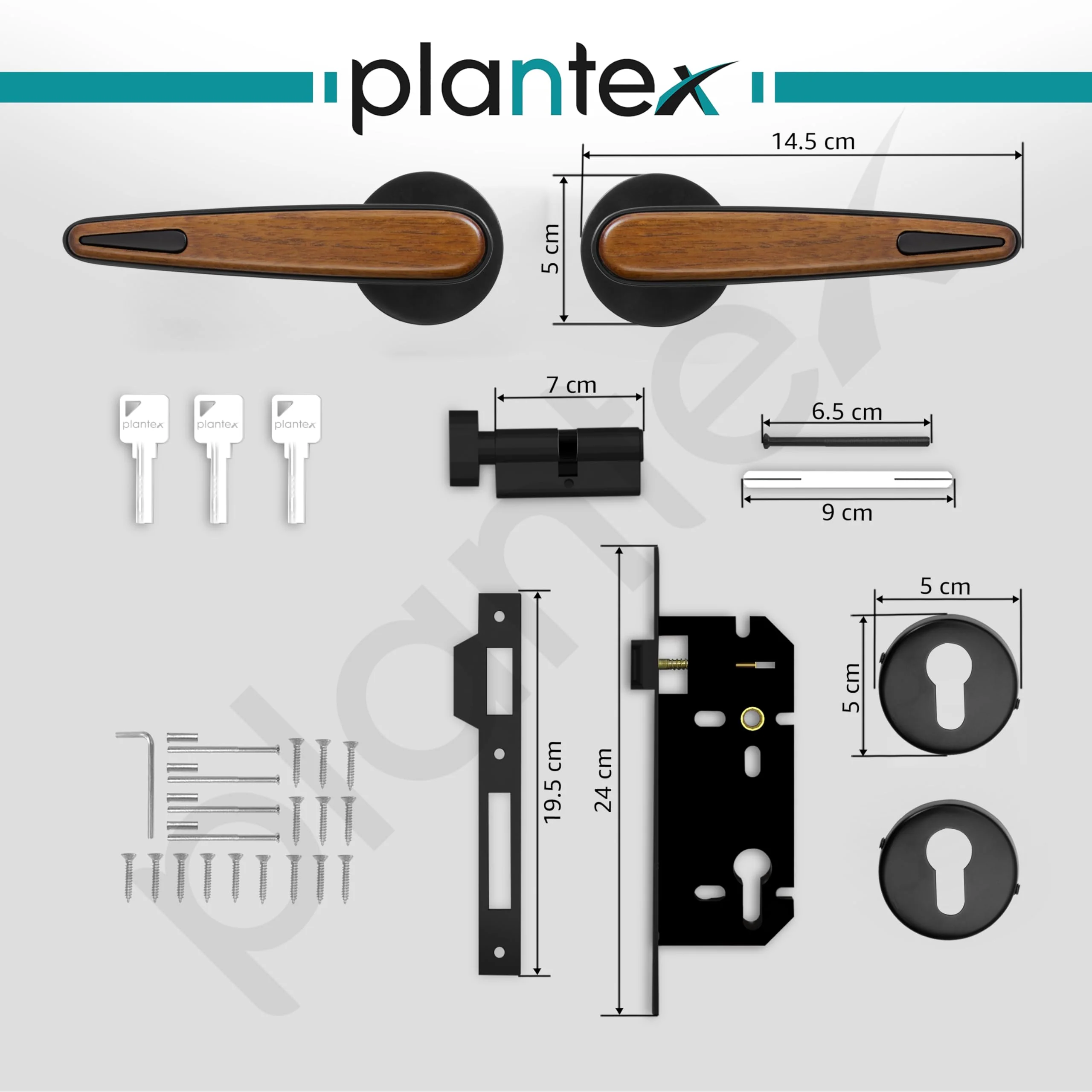 Plantex Main Door Lock/Mortise Lock for Door with 3 Years of Warranty - Robust Door Lock for Home with Brass Lock Body & Cylinder(034-Black & Wood Finish) - Image 4