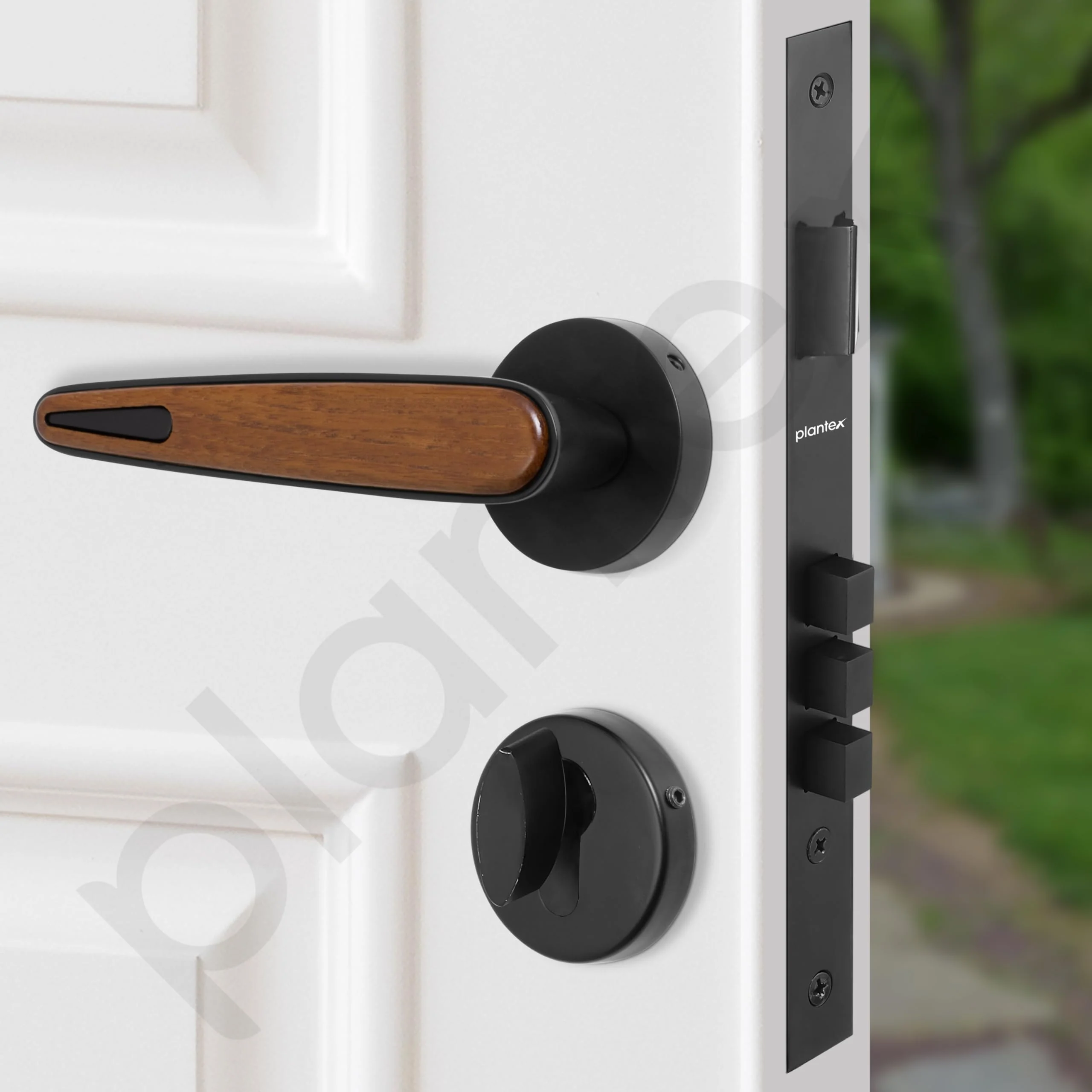 Plantex Main Door Lock/Mortise Lock for Door with 3 Years of Warranty - Robust Door Lock for Home with Brass Lock Body & Cylinder(034-Black & Wood Finish) - Image 7