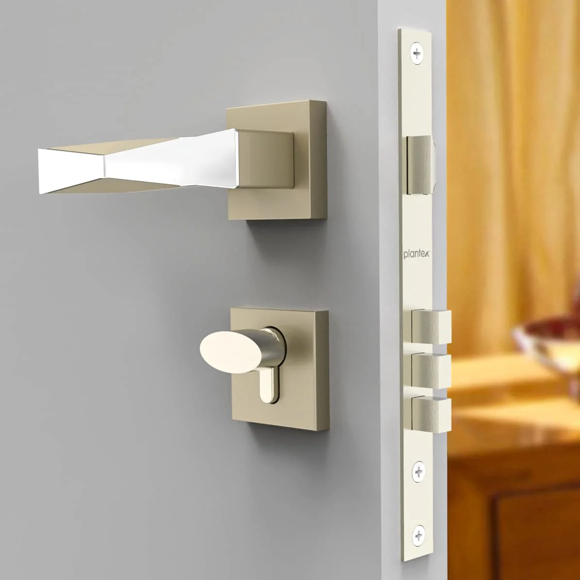 Plantex Main Door Lock/Mortise Lock for Door with 3 Years of Warranty - Robust Door Lock for Home with Brass Lock Body & Cylinder(7085 - Chrome & Satin White) - Image 4