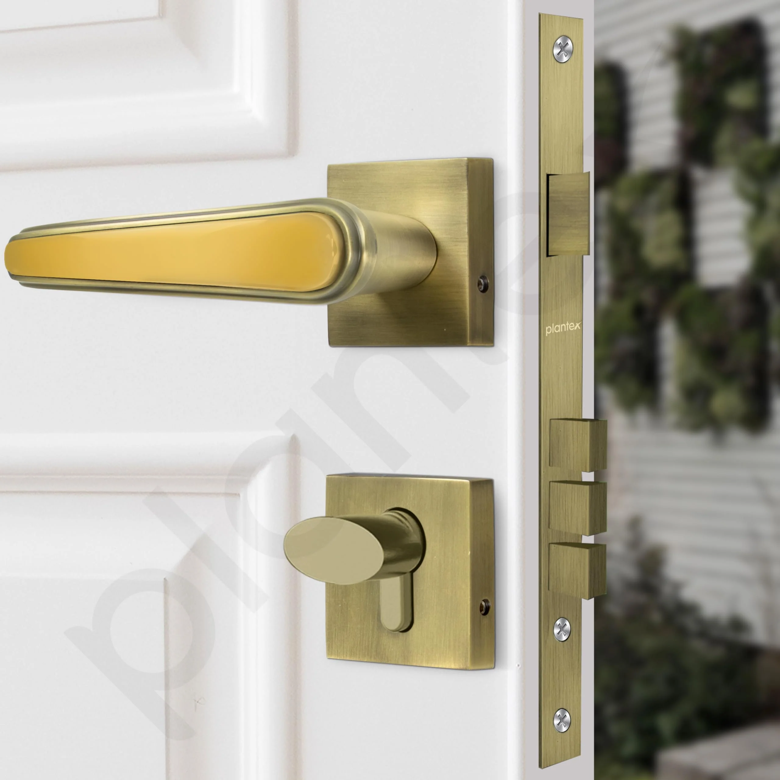 Plantex Main Door Lock/Mortise Lock for Doors - Robust Door Handle for Home with Brass Locks Body & Cylinder (PT-014, Brass Antique & Gold) - Image 4