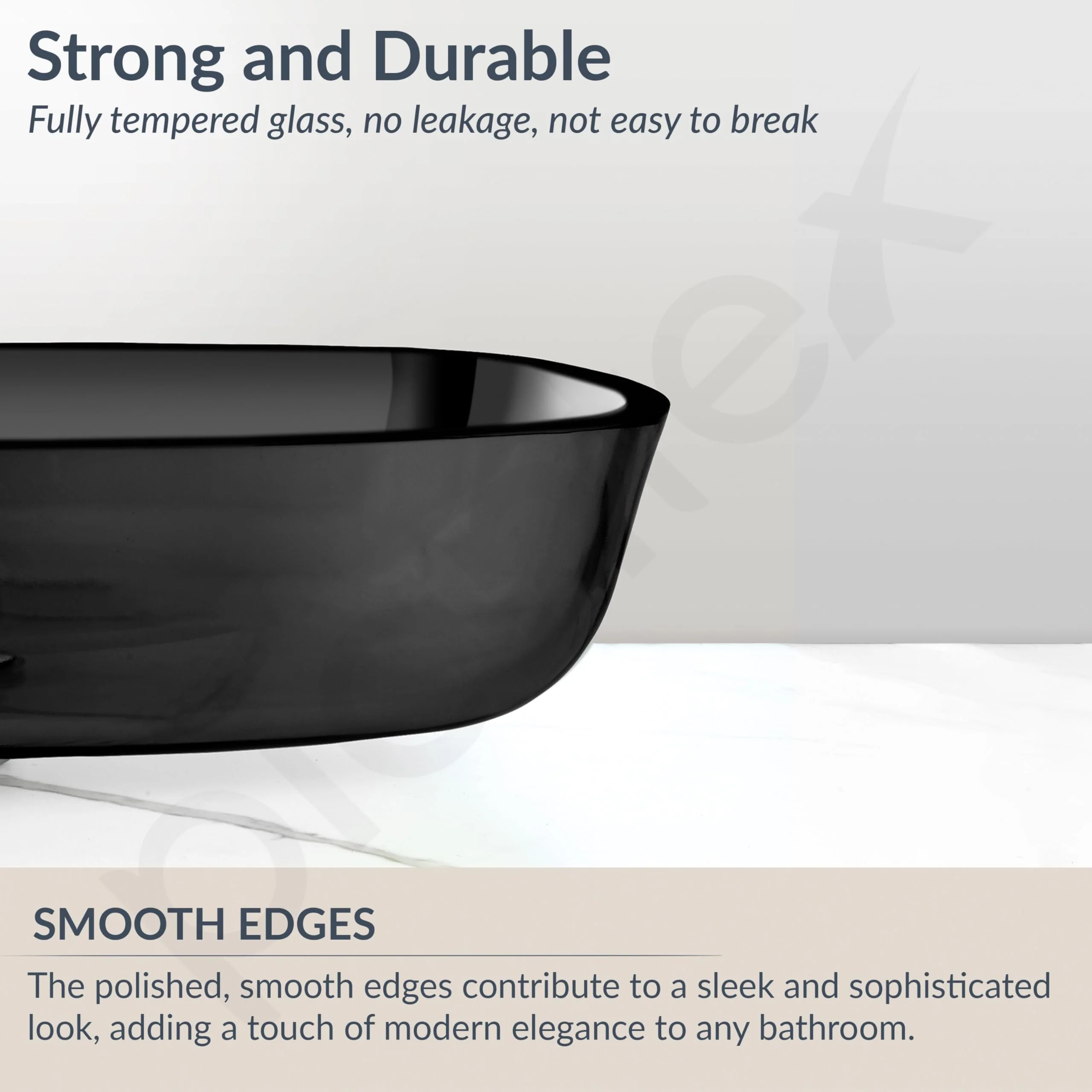 Plantex Matt Basin For Bathroom/Glass Tabletop Wash Basin/Luxury Countertop Basin For Home/Office (21 X 16 X 4 Inch - Black) - Image 5