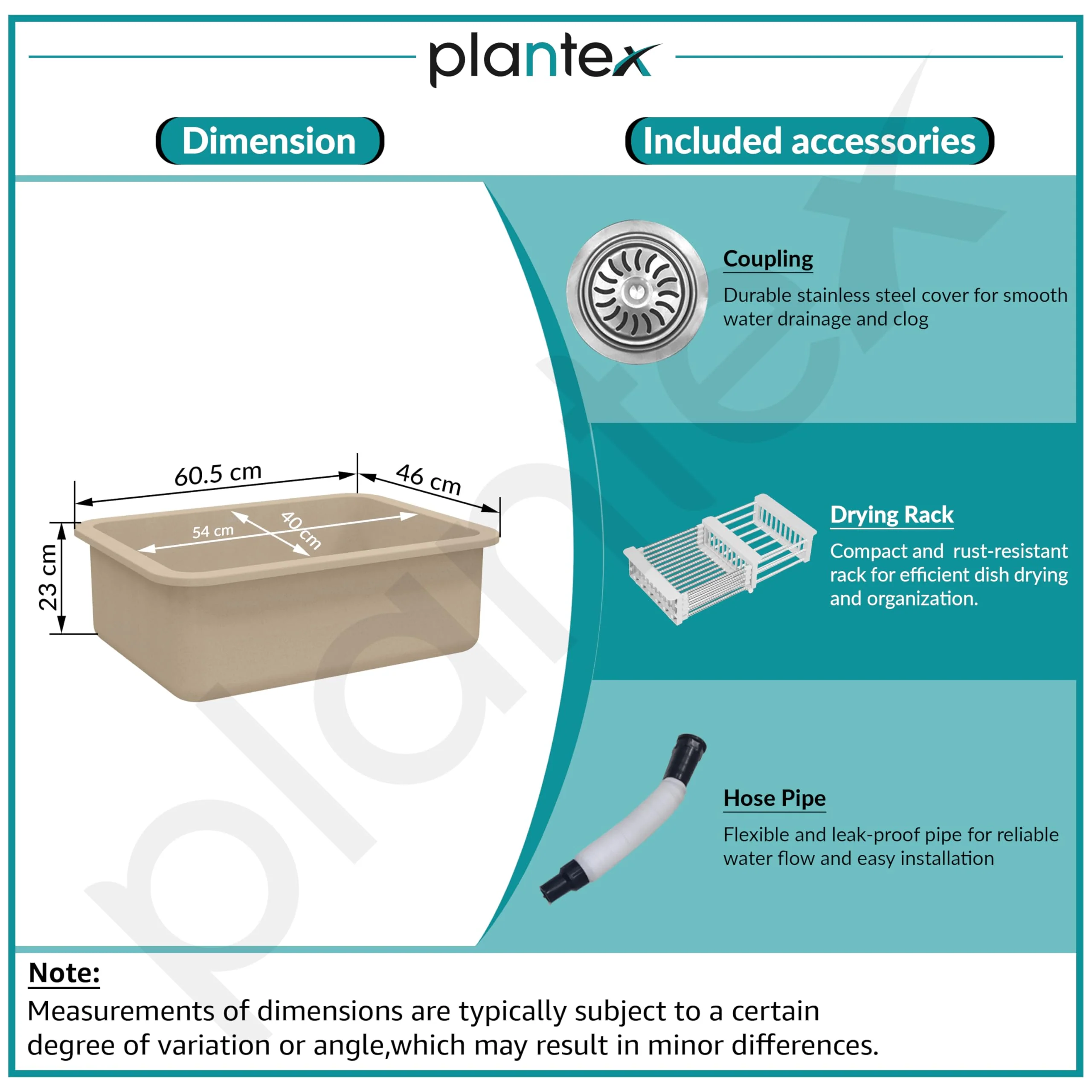 Plantex Matt German Engineered Technology Quartz Sink For Kitchen/UV Protected Kitchen Sink/Single Bowle Sink For Home (Sand Choco-18X24 Inch) - Image 5