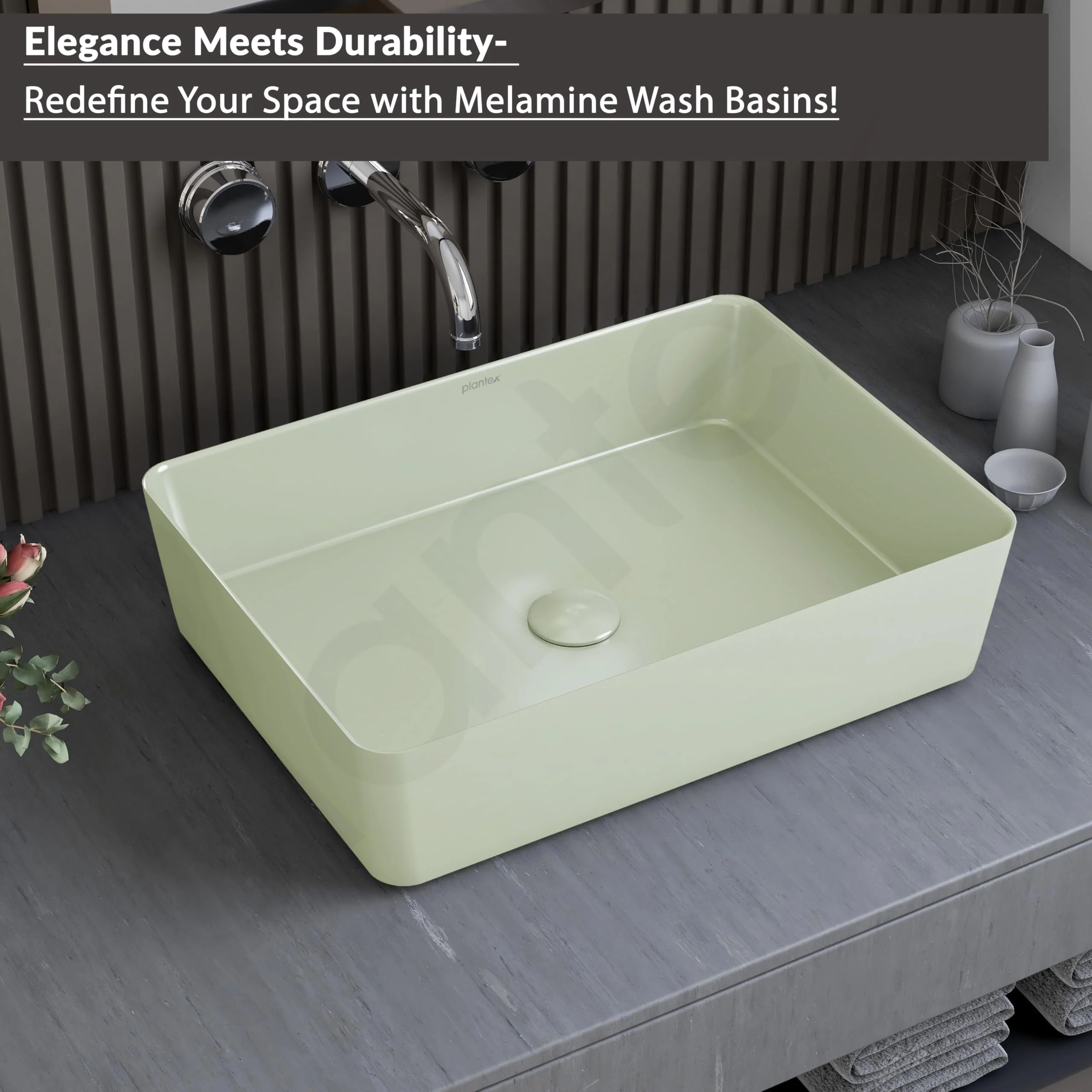 Plantex Melamine Counter Top Wash Basin/Tabletop Basin/Washbasin for Bathroom/Restaurants/Office (Mint Green, 18 x 13 x 4.5 Inch) - Image 6