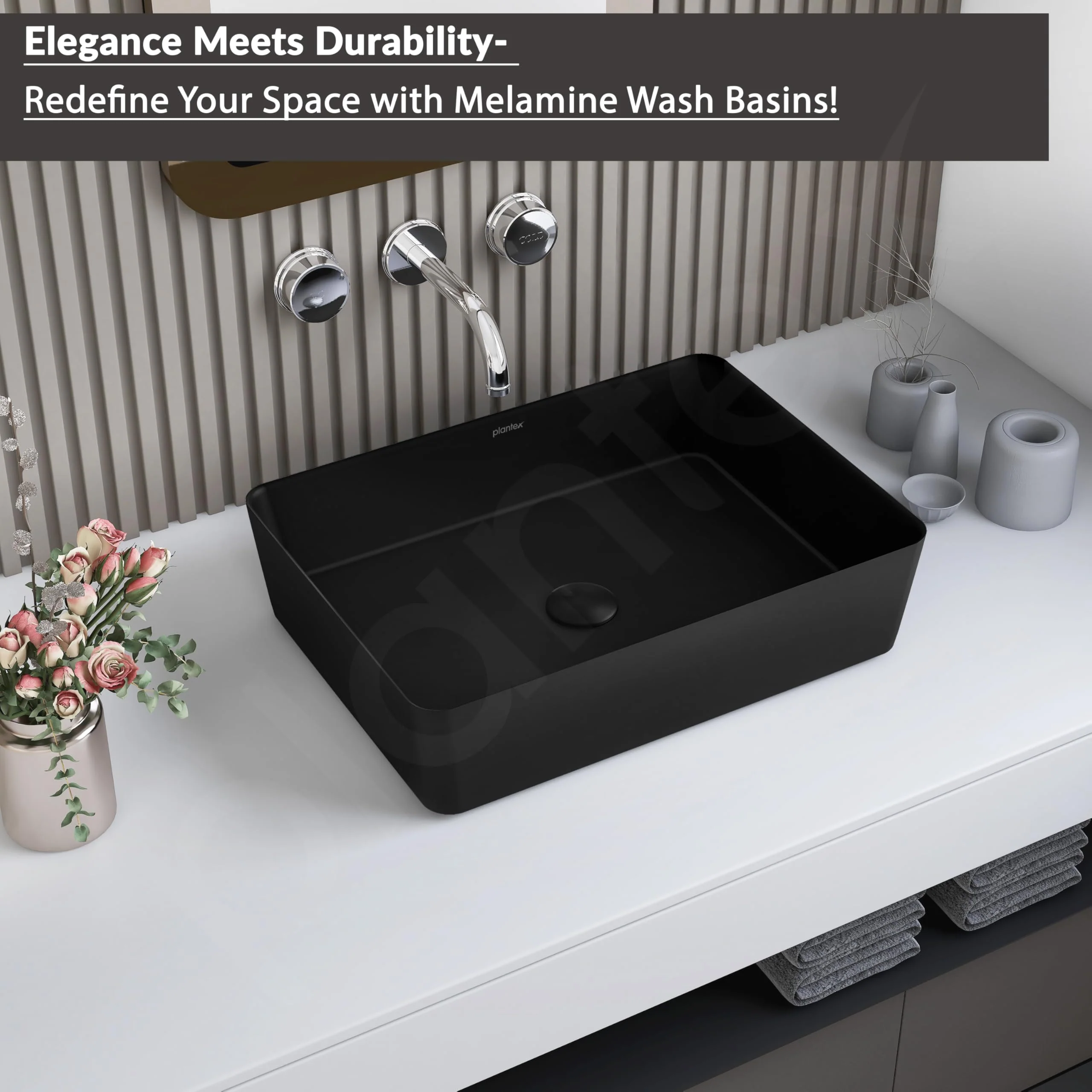 Plantex Melamine Wash Basin/Counter Top Washbasin for Bathroom/Restaurants/Office (Black, 18 x 13 x 4.5 Inch) - Image 6