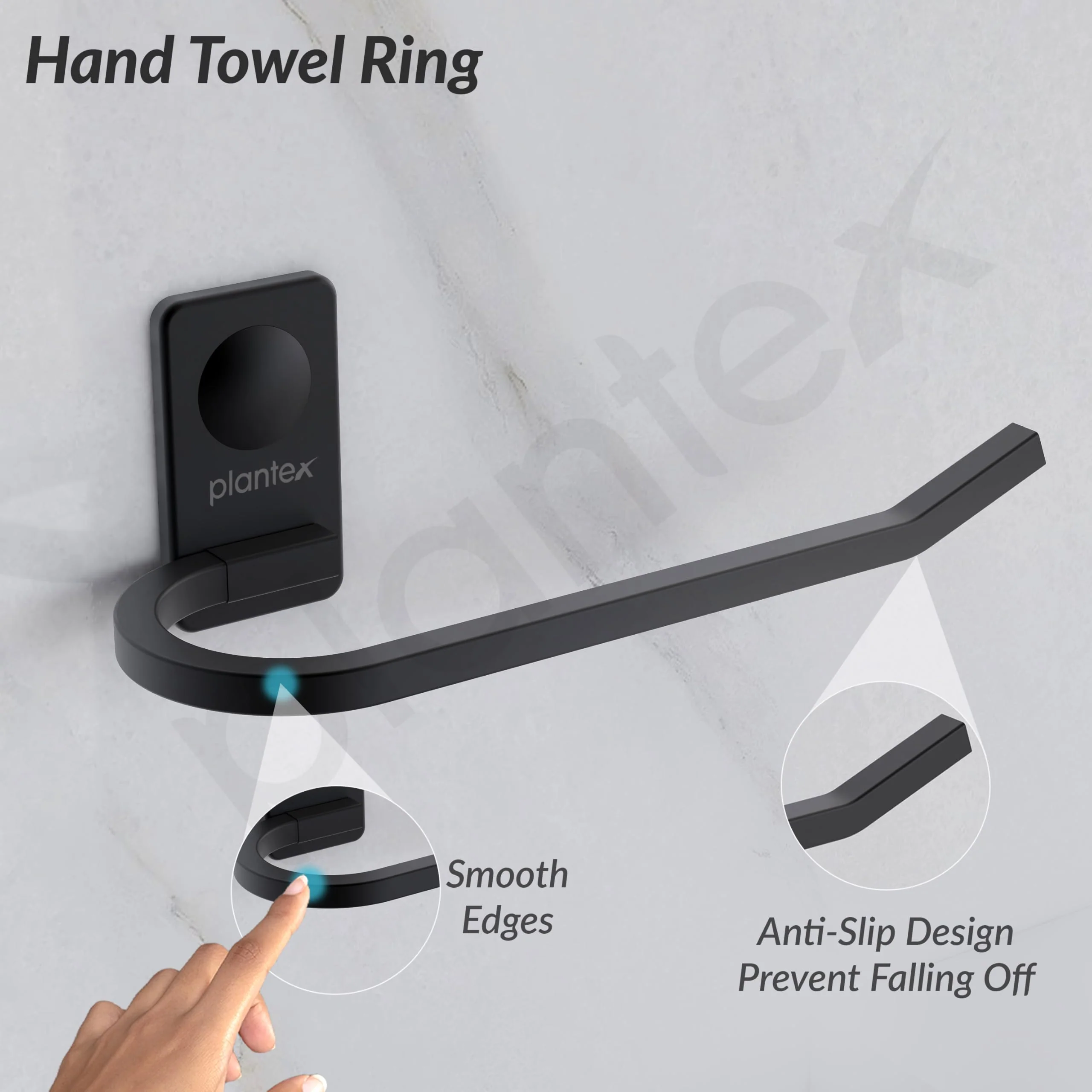 Plantex Metro Platinum Stainless Steel Napkin Ring/Towel Ring/Napkin Holder/Bathroom Accessories - Pack of 1 (Black) - Image 6