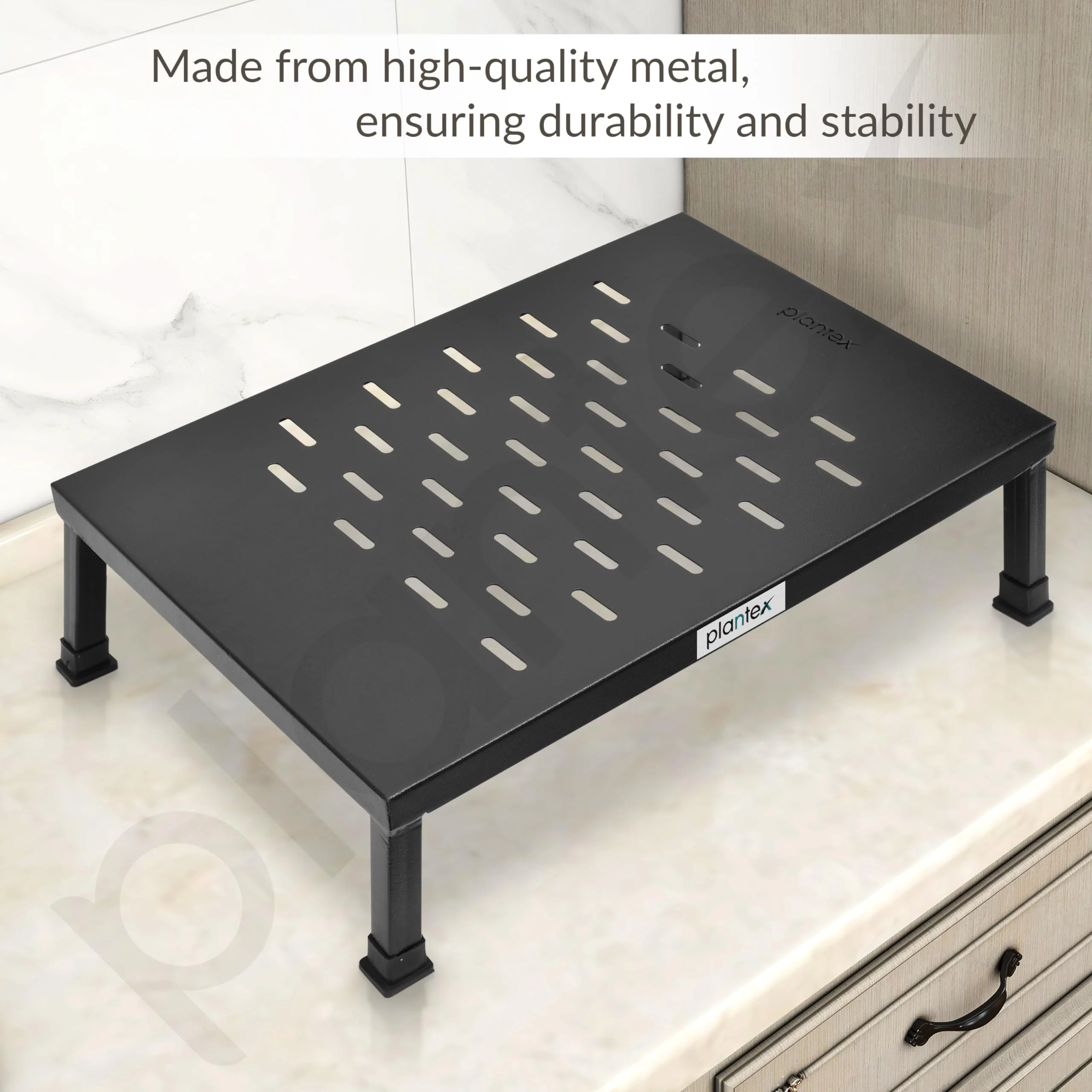 Plantex GI Steel Microwave Oven Stand for Kitchen Platform/Microwave Rack Shelf Organizer for Countertop/Heavy-Duty Metal OTG Rack - Black - Image 7