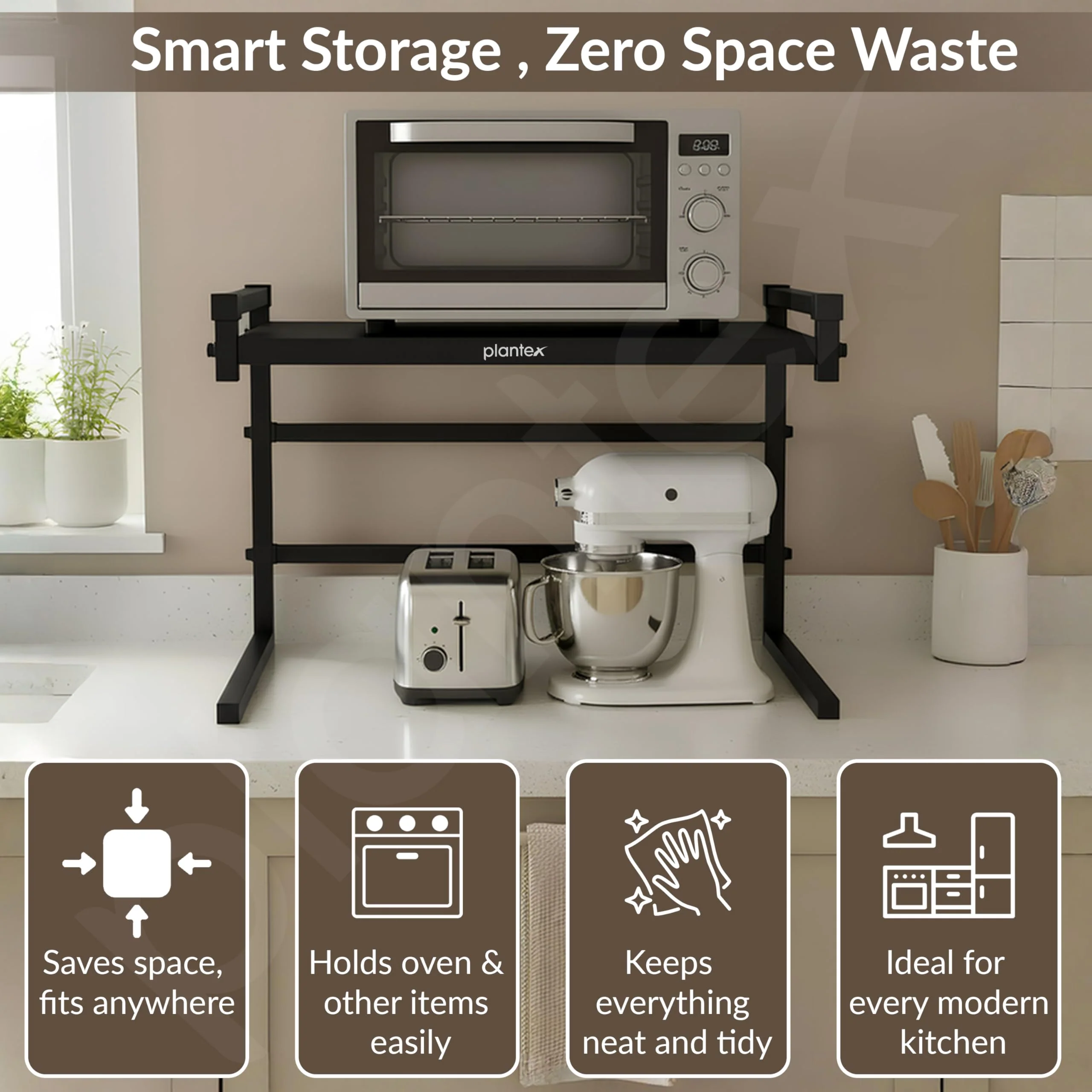 Plantex Microwave Stand for Kitchen Platform/GI-Metal Oven Stand with Storage Cabinet/Oven Rack Kitchen Storage - Image 3