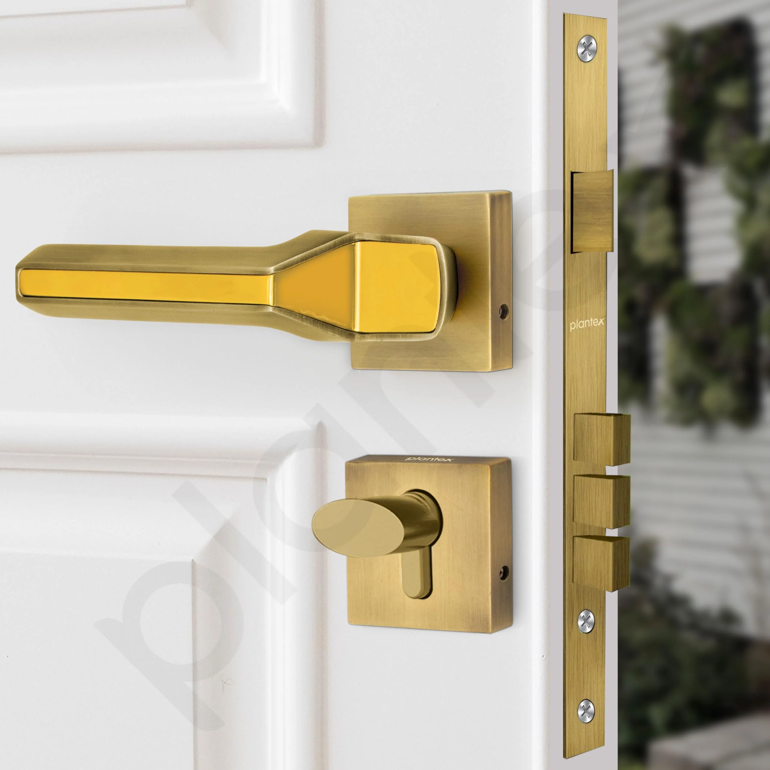 Plantex Mortise Door Lock for Main Door/Premium Handle Lock Set for Home with 3 Years Warranty by Plantex (Brass Antique & Gold) - Image 4