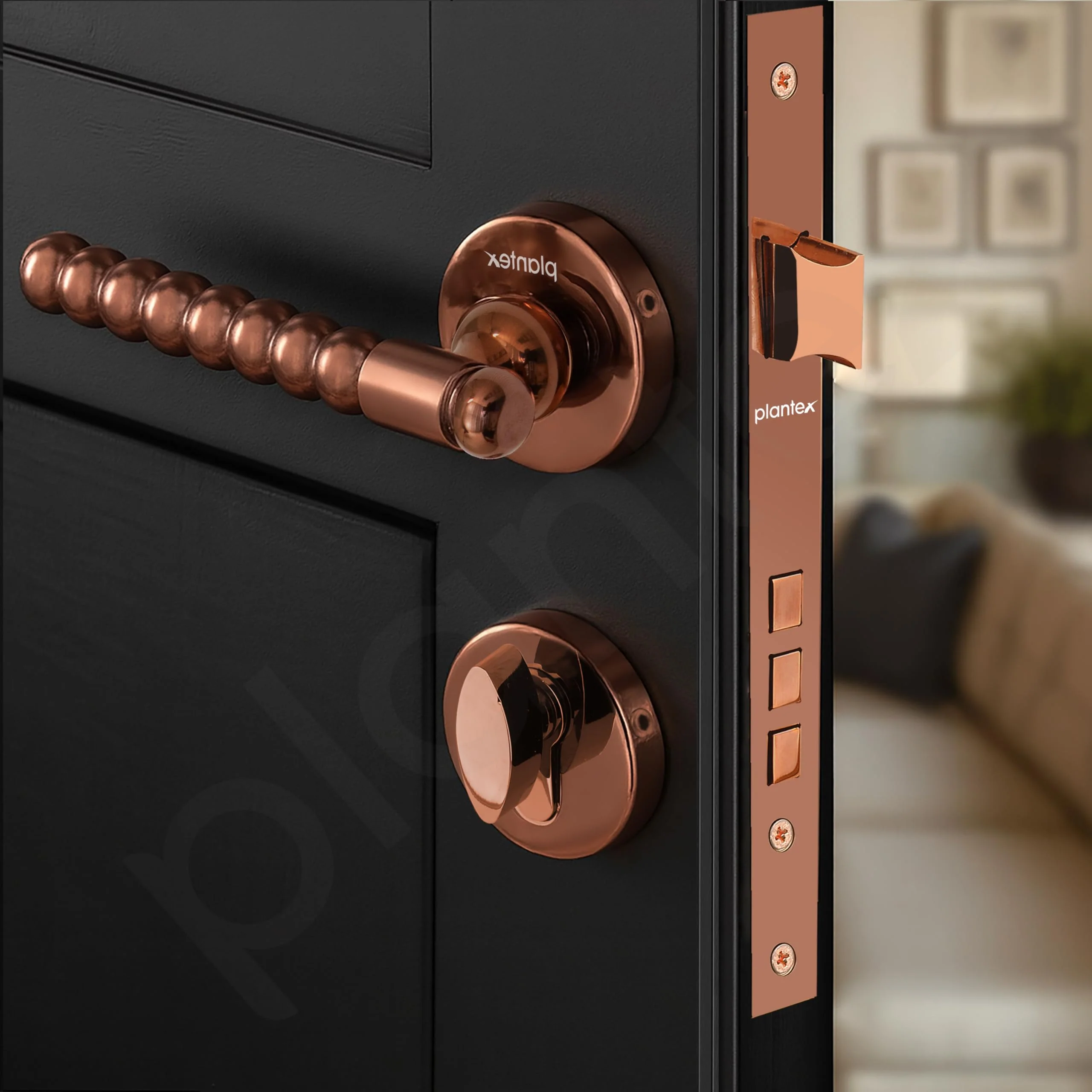 Plantex Mortise Door Lock/Heavy Duty Lock for Main Door/Mortise Locks for Home/Office/Hotel-3 Brass Keys (1031 - PVD Rose Gold) - Image 4