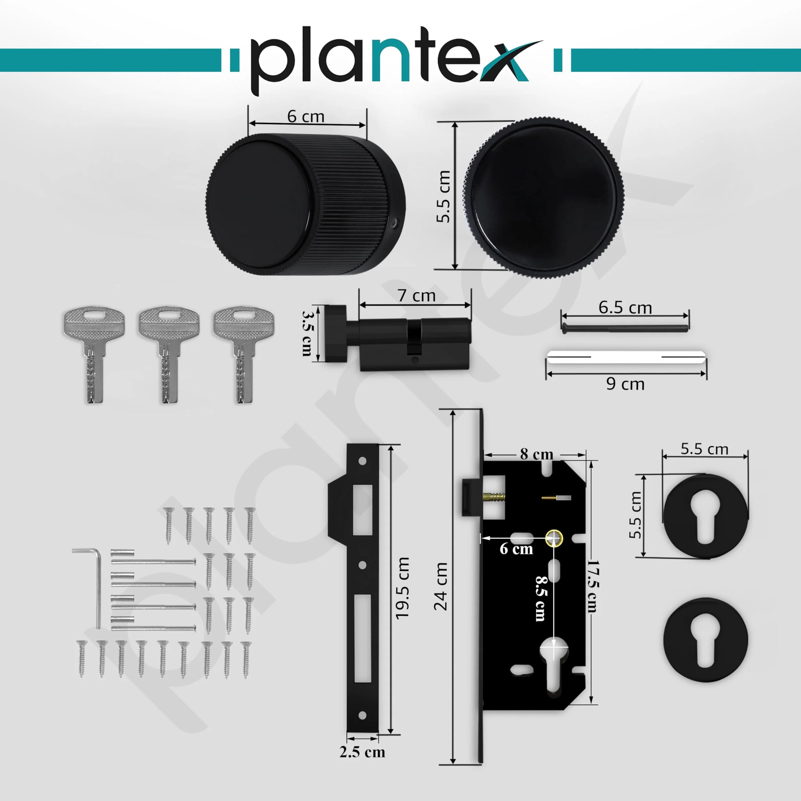 Plantex Mortise Lock for Main Door - Door Accessories (Black) - Image 3