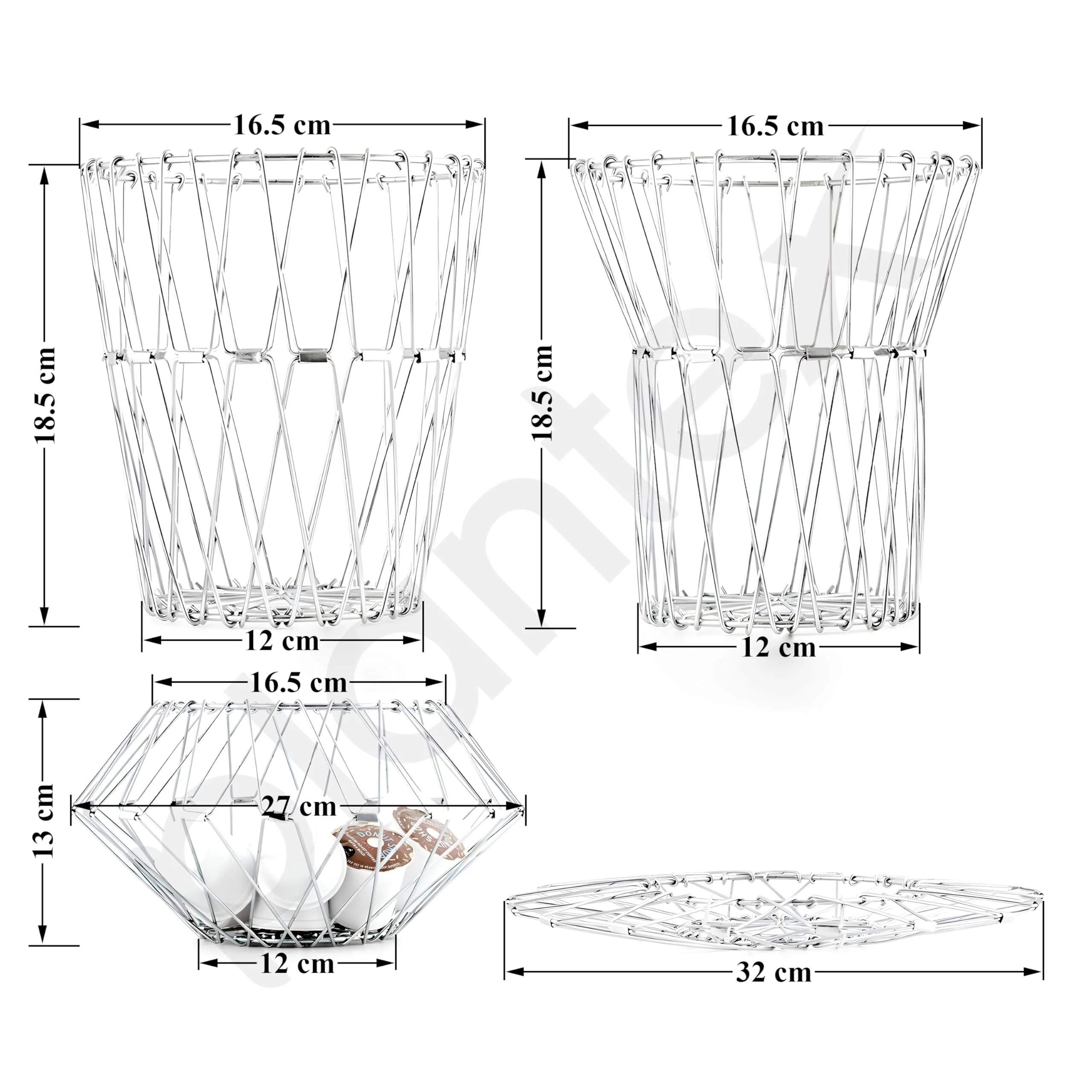 Plantex Multipurpose Stainless Steel Foldable Fruit And Vegetable Basket For Kitchen/Dining Table/Home(8 Shapes), 1 L,Oval - Image 2