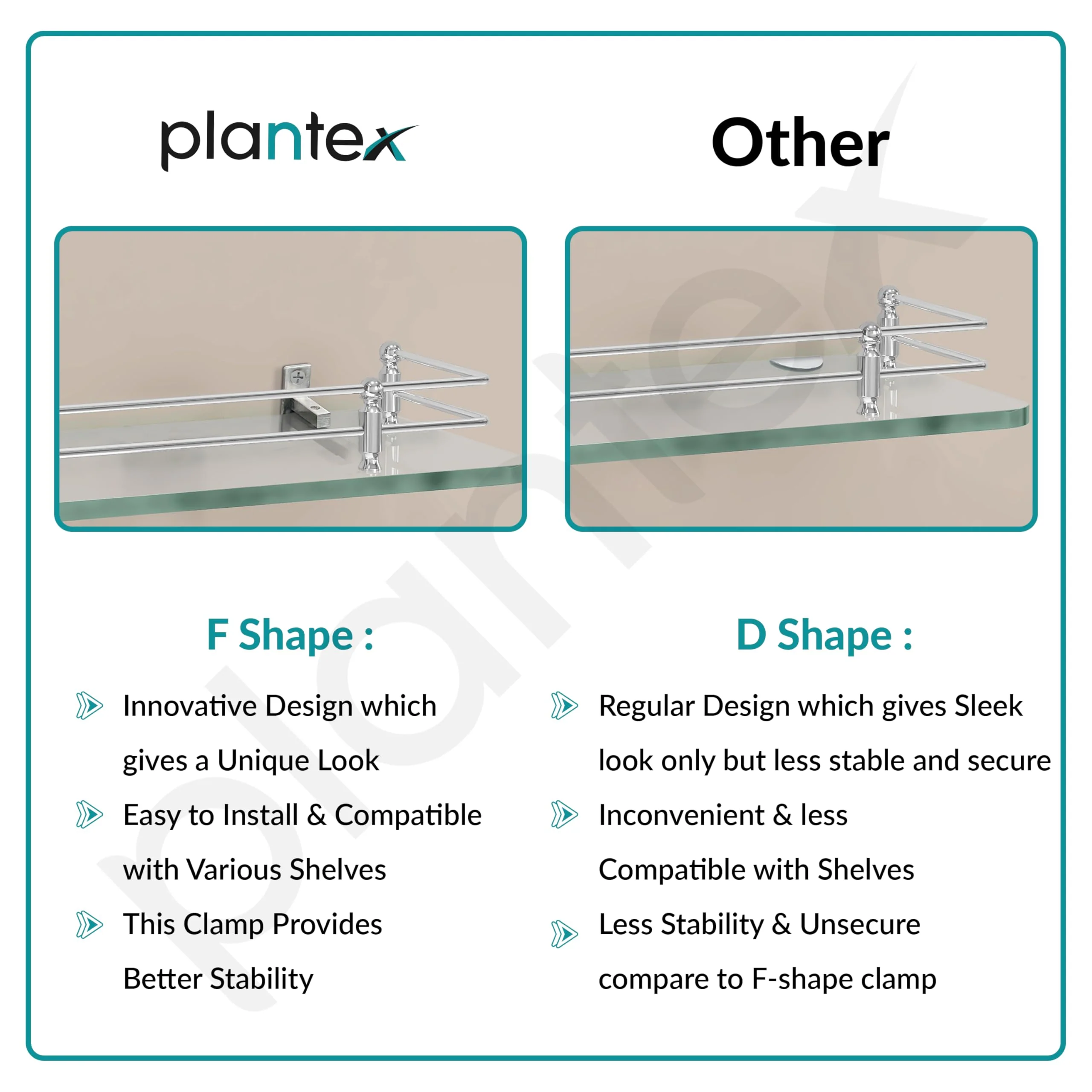 Plantex Multipurpose Transparent Glass Shelf for Bathroom/Living Room Wall Mount - Bathroom Accessories (Polished - 15x6 Inches - Pack of 1) - Image 4