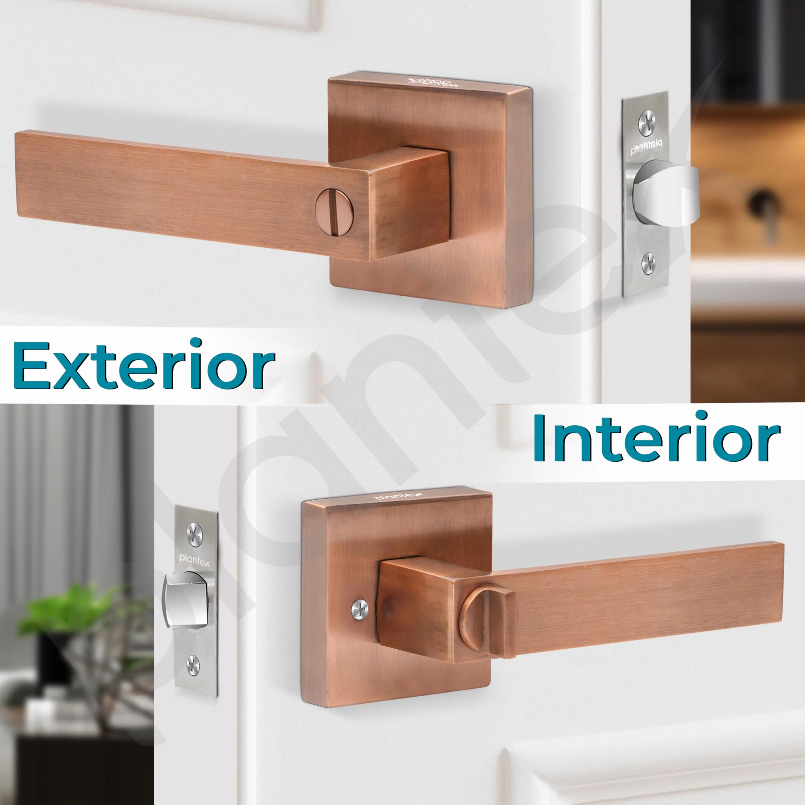 Plantex Brass, Zinc New Age Bathroom Door Locks/Key-Less Door Lock Set for Bedroom/Balcony/Storeroom with - Reversible Design (Copper Antique, 30mm to 50mm Door Range) - Image 5
