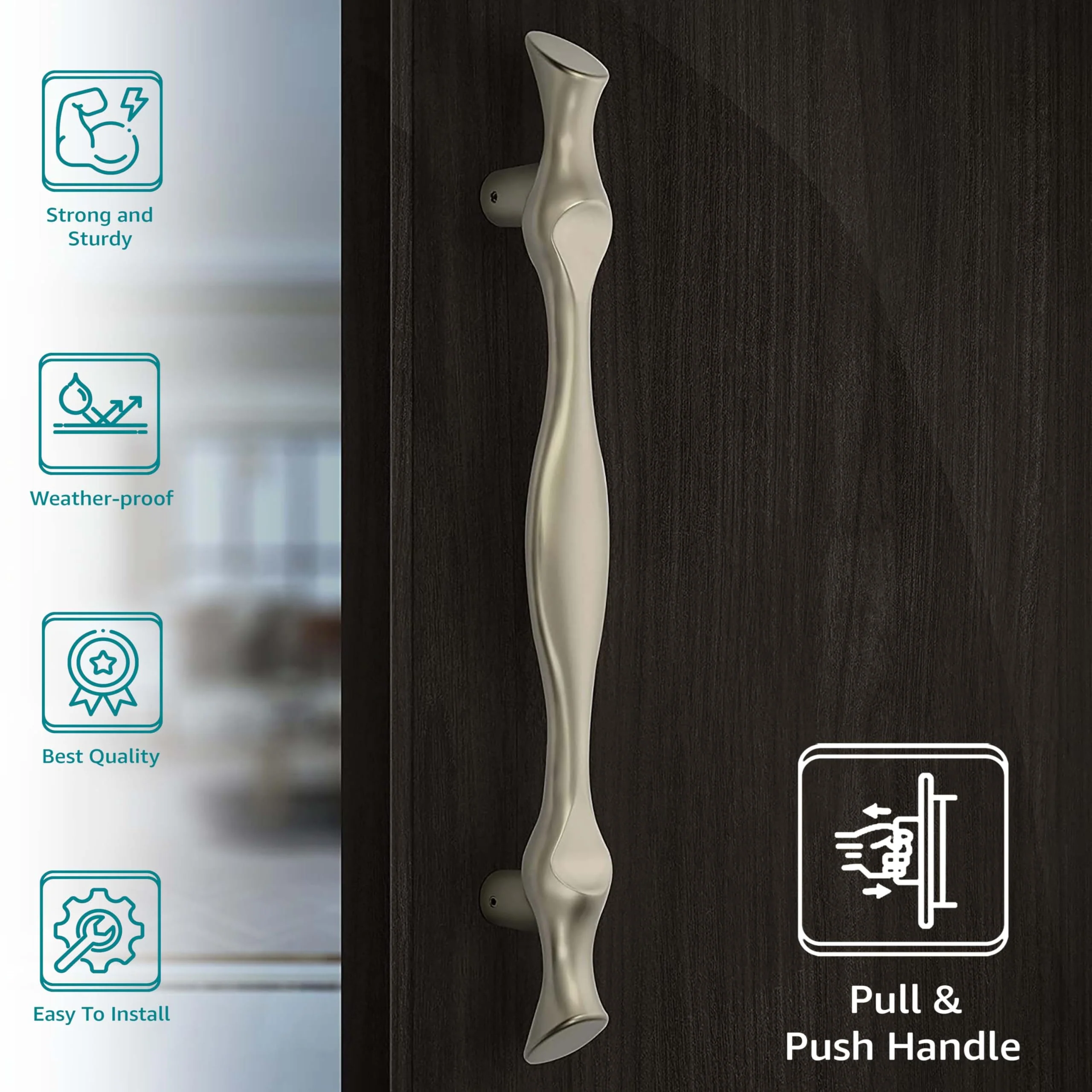 Plantex Oscar Heavy Duty Main Door Handle - 17 Inch Pull/Push Handle for Home, Office, Hotel - Satin White Finish - 3 Years Warranty - Image 2
