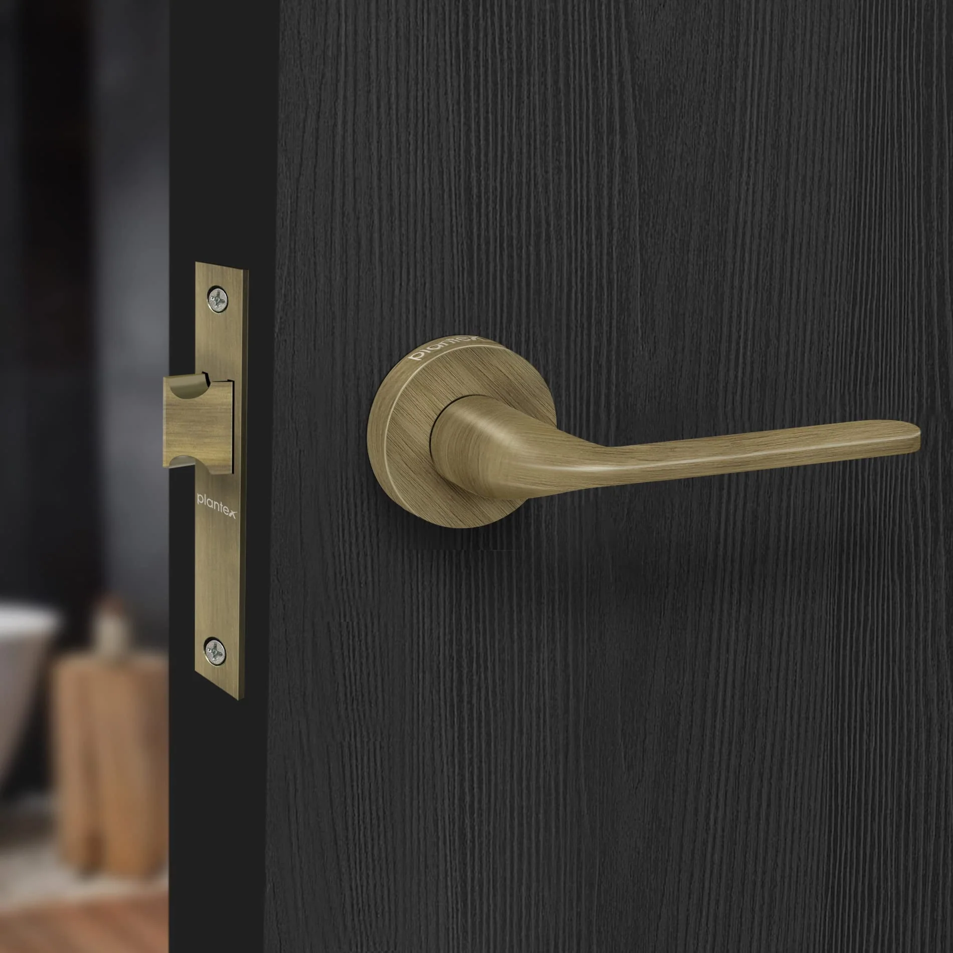 Plantex Pearl Mortise Door Lock for Balcony and Bathroom Door Lock/Keyless Pull Handle Set with Baby Latch (7060 - Brass Antique Finish) - Image 6