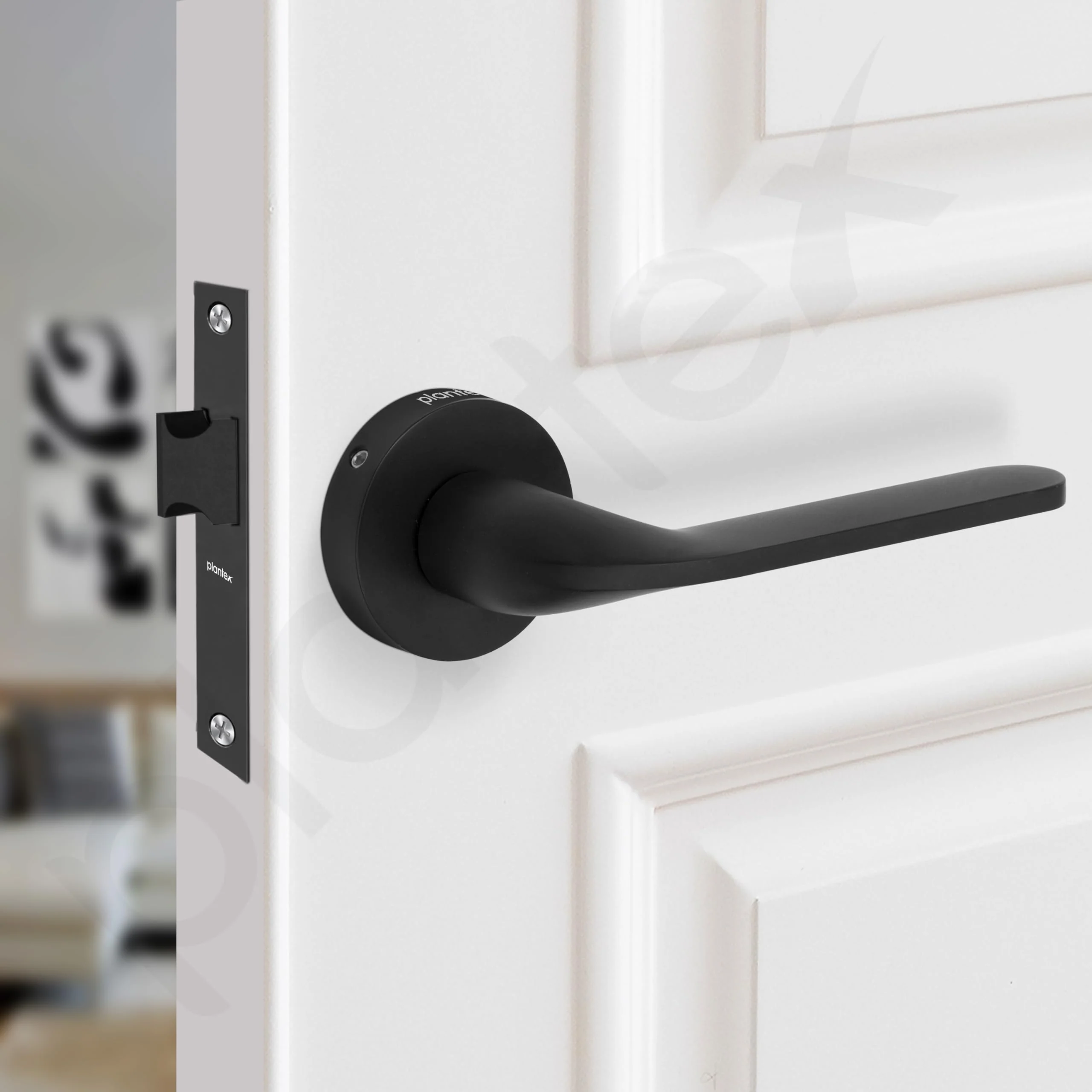 Plantex Pearl Mortise Door Lock for Balcony and Bathroom Door Lock/Keyless Pull Handle Set with Baby Latch (7060, Z-Black) - Image 4