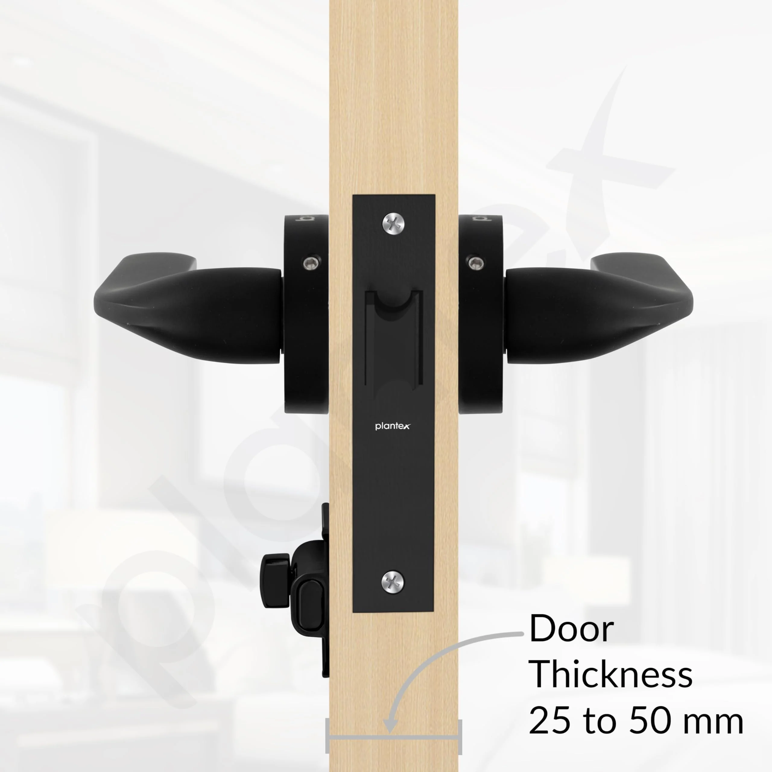 Plantex Pearl Mortise Door Lock for Balcony and Bathroom Door Lock/Keyless Pull Handle Set with Baby Latch (7060, Z-Black) - Image 5