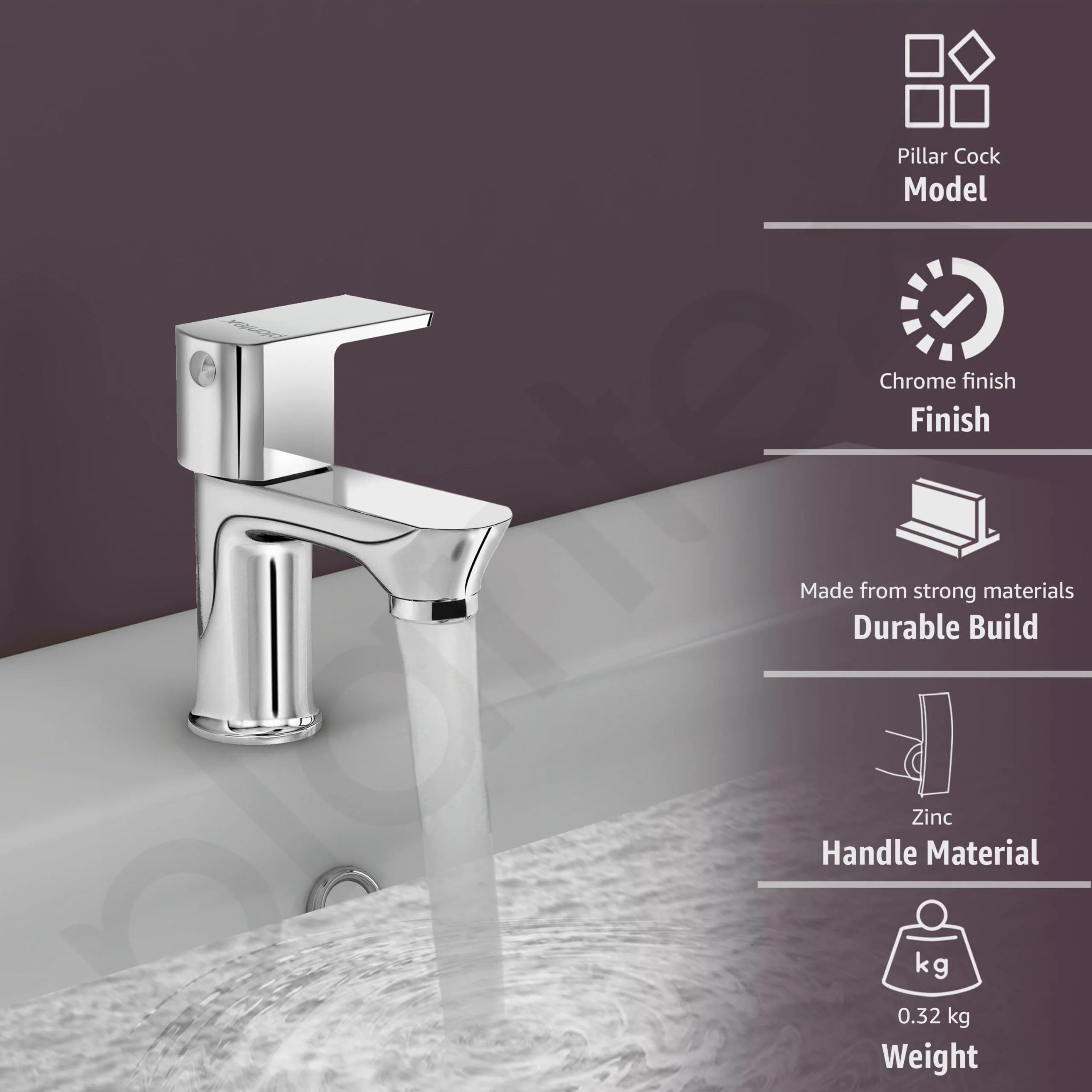 Plantex Pillar Tap for Bathroom with Water Saving Aerator/Single Lever Tap for Wash Basin with Teflon Tape/Tap for Table Top Deck Mount Pillar Tap - Pack of 1 (Chrome) - Image 3