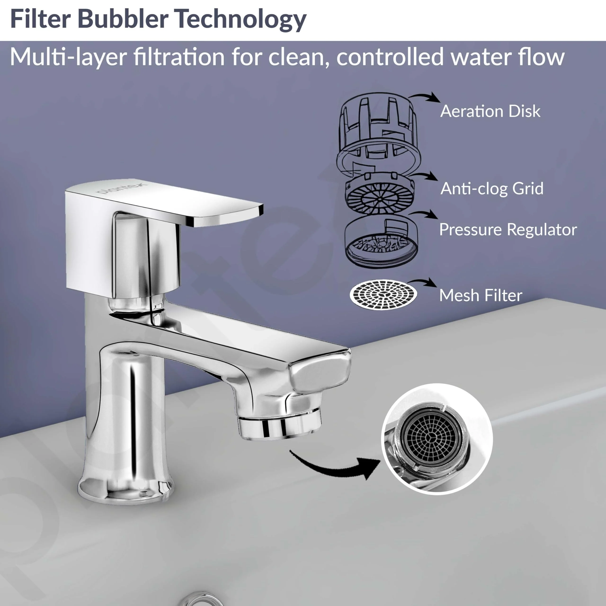 Plantex Pillar Tap for Wash Basin with Water Saving Aerator and Brass Spindle/Quarter Turn Basin Tap with Teflon Tape/Pillar Cocke for Wash Basin - Pack of 1 (Saga, Chrome) - Image 6