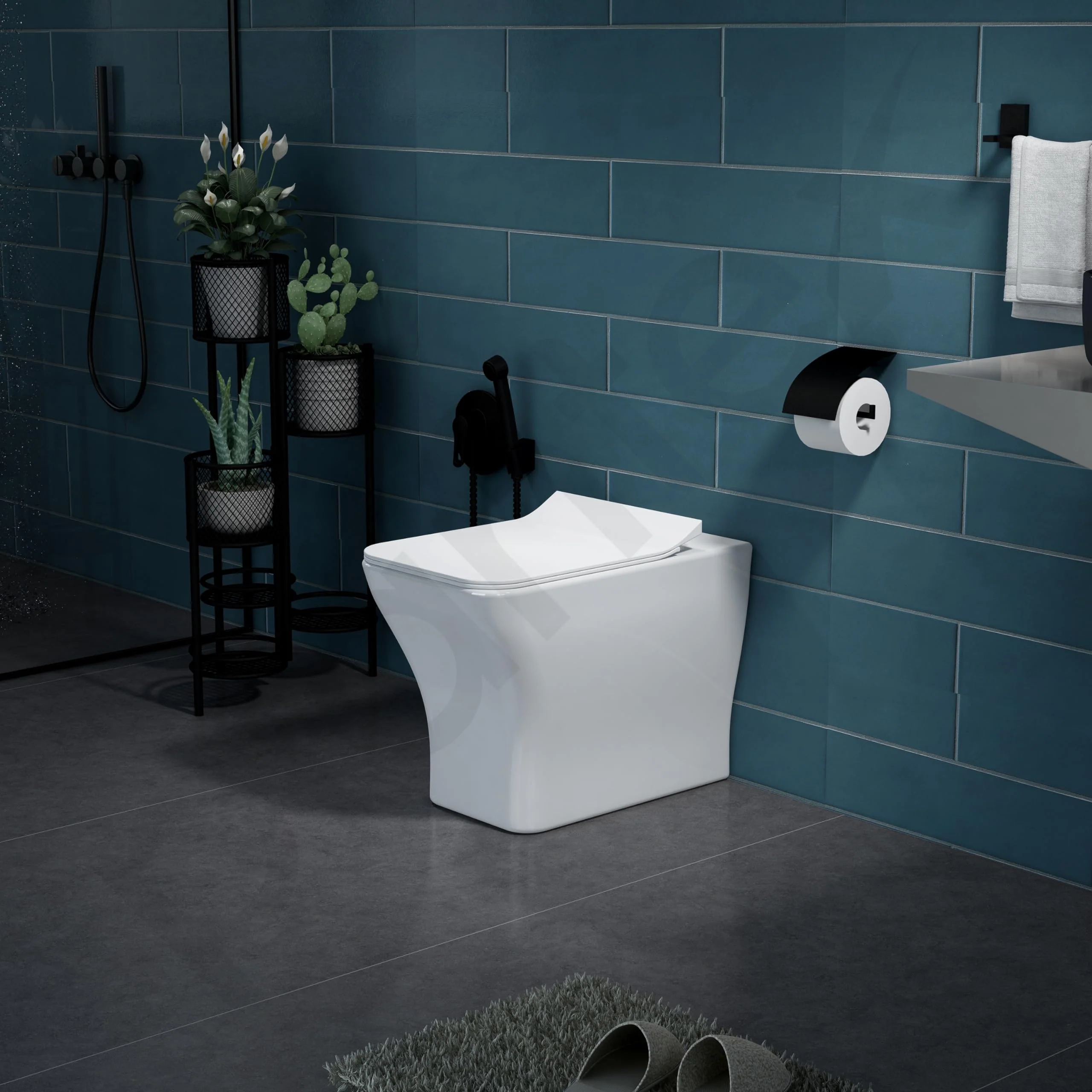 Plantex Platinum Ceramic Commode/Rim Washdown Westen Commode/One Piece Floor Mounted Commode with Soft Close Toilet Seat Cover- S Trap Outlet - (White) - Image 6