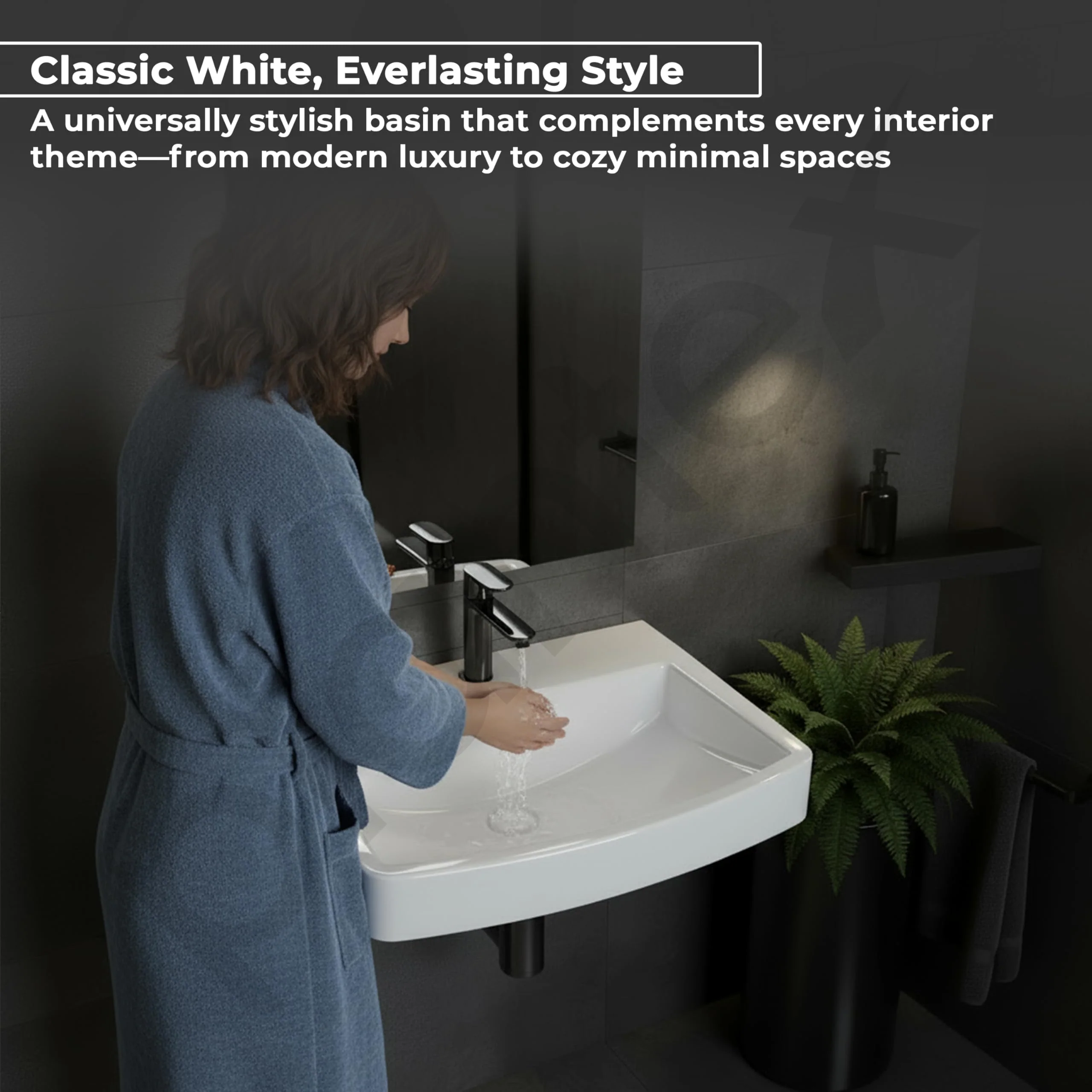 Plantex Platinum Ceramic Rectangular Wall Hung Basin/Washbasin for Bathroom/Wall Mounted Wash Basin/Sink for Living Room with 10 Years Glaze Warranty by Plantex(Glossy White - 20 x 15 x 8 Inch) - Image 4